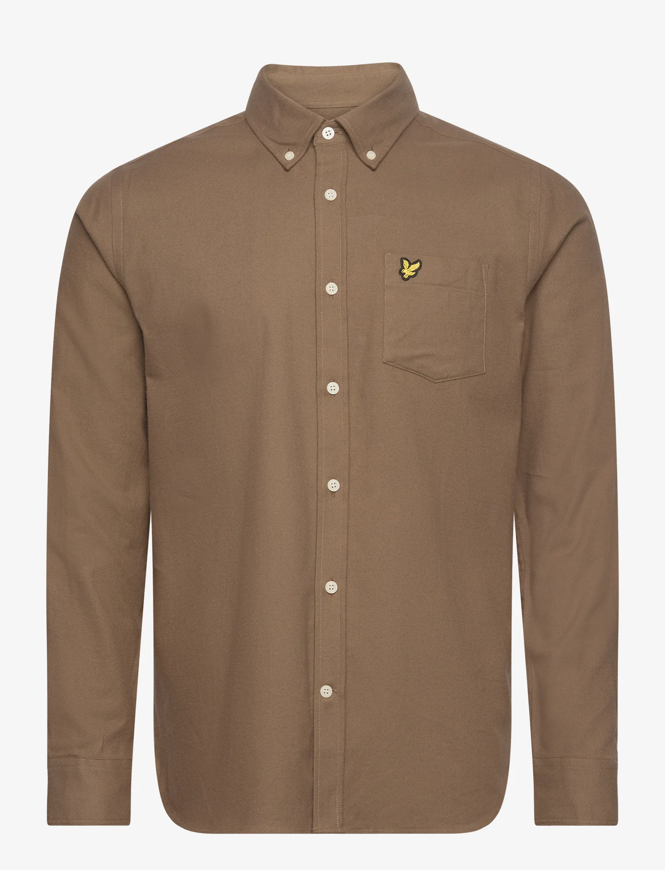 Lyle & Scott - Plain Flannel Shirt - rennot kauluspaidat - x080 linden khaki - 0