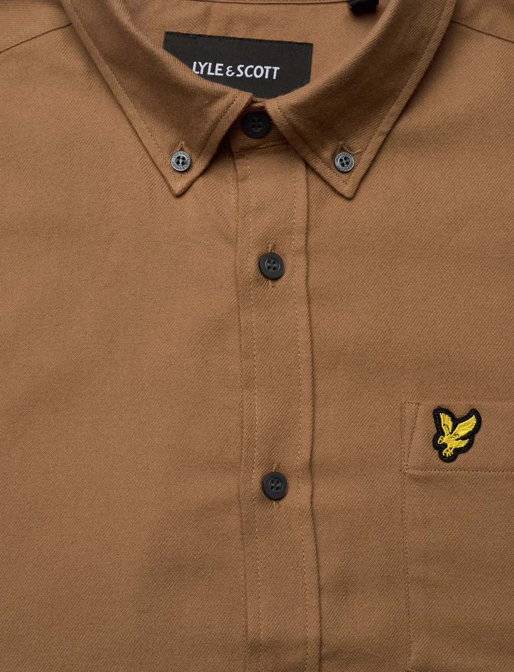 Lyle & Scott - Plain Flannel Shirt - flannel shirts - x851 tigers eye - 2