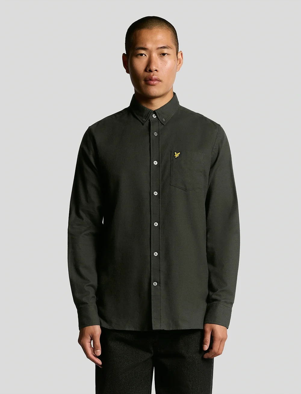 Lyle & Scott - Plain Flannel Shirt - flanellskjortor - x878 shadow - 0
