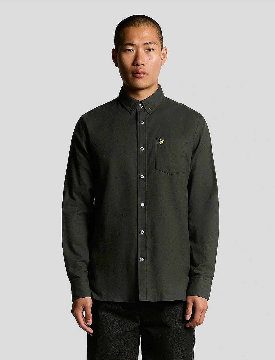 Lyle & Scott - Plain Flannel Shirt - flanellsärgid - x878 shadow - 0
