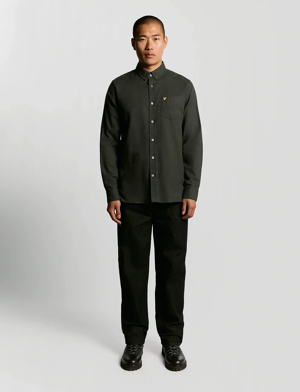 Lyle & Scott - Plain Flannel Shirt - flanellskjortor - x878 shadow - 4