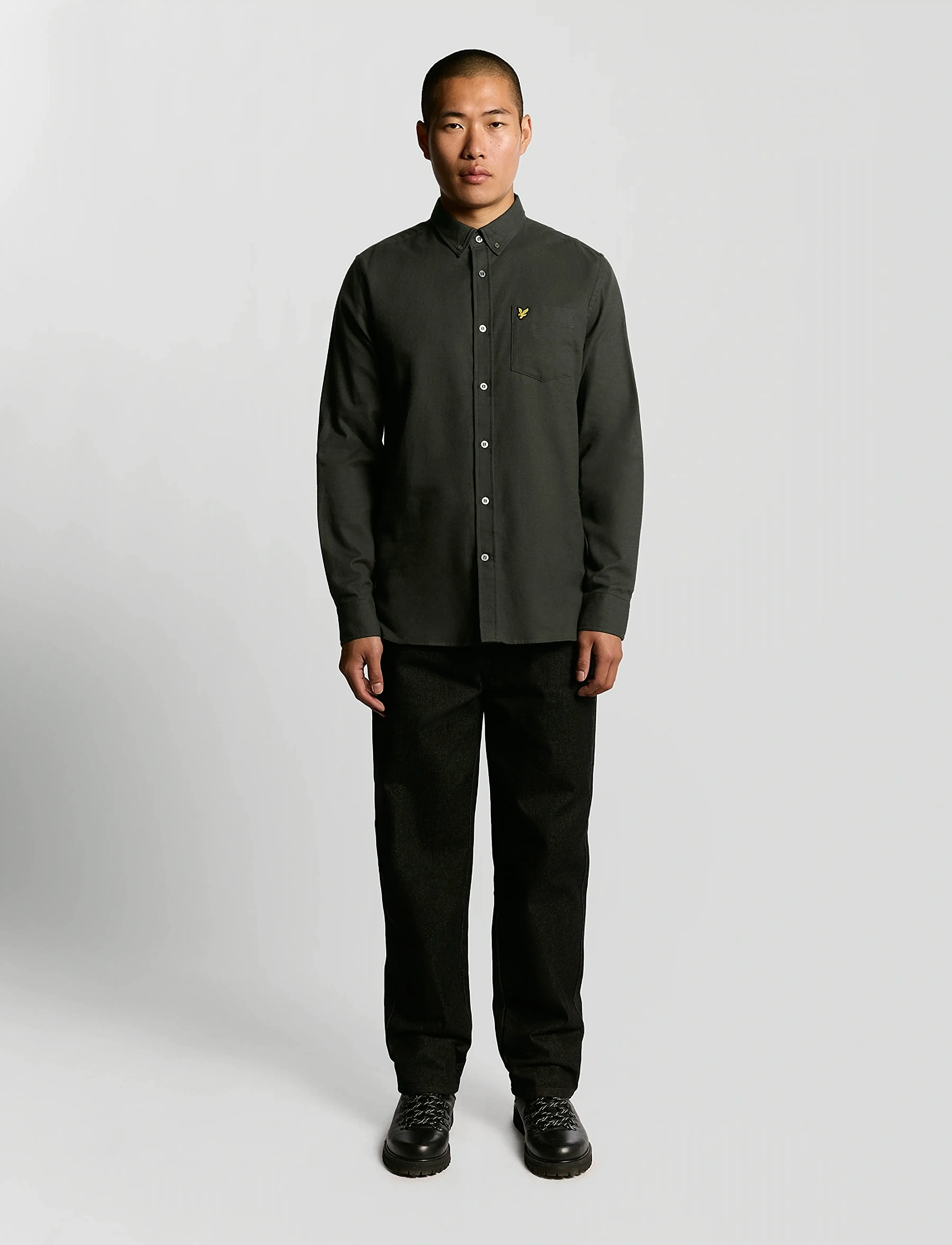 Lyle & Scott - Plain Flannel Shirt - flanellsärgid - x878 shadow - 4