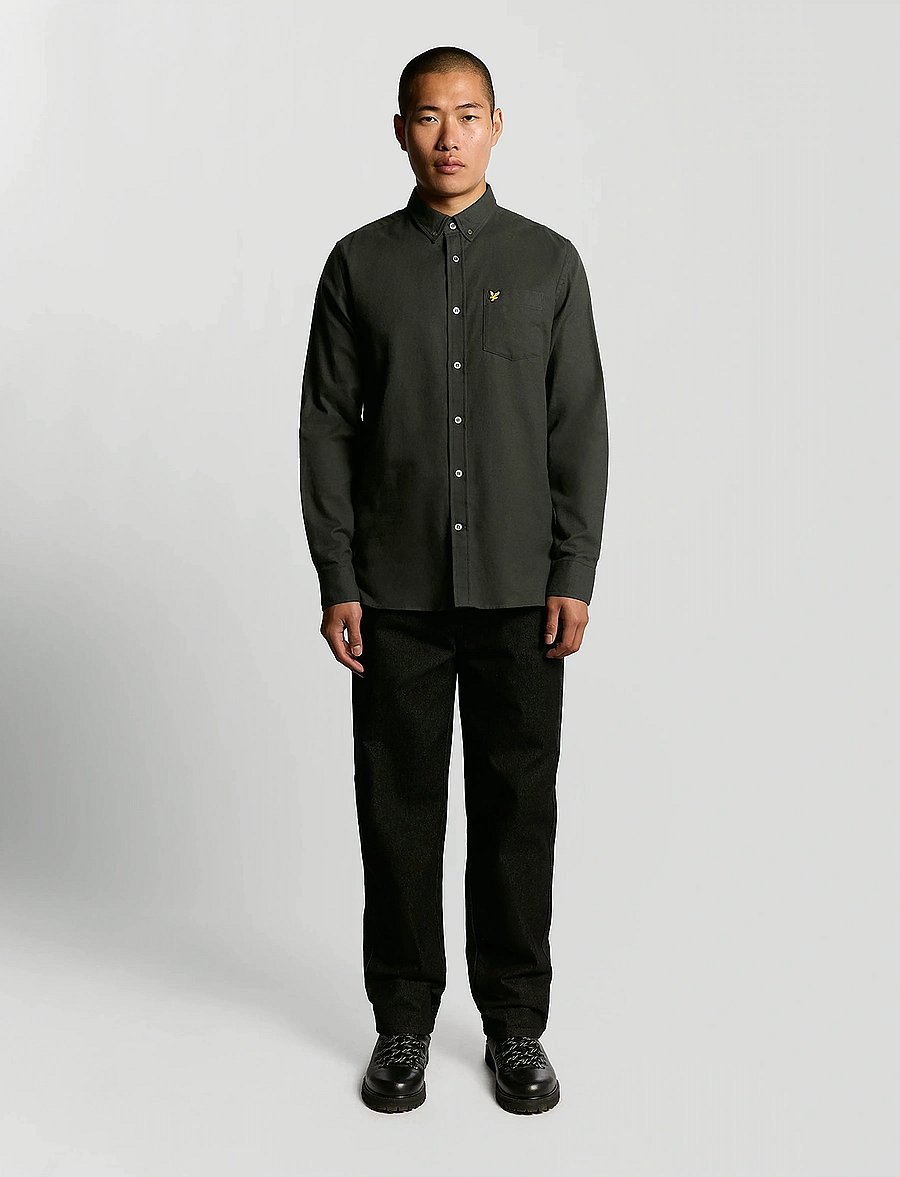 Lyle & Scott - Plain Flannel Shirt - flanellsärgid - x878 shadow - 4