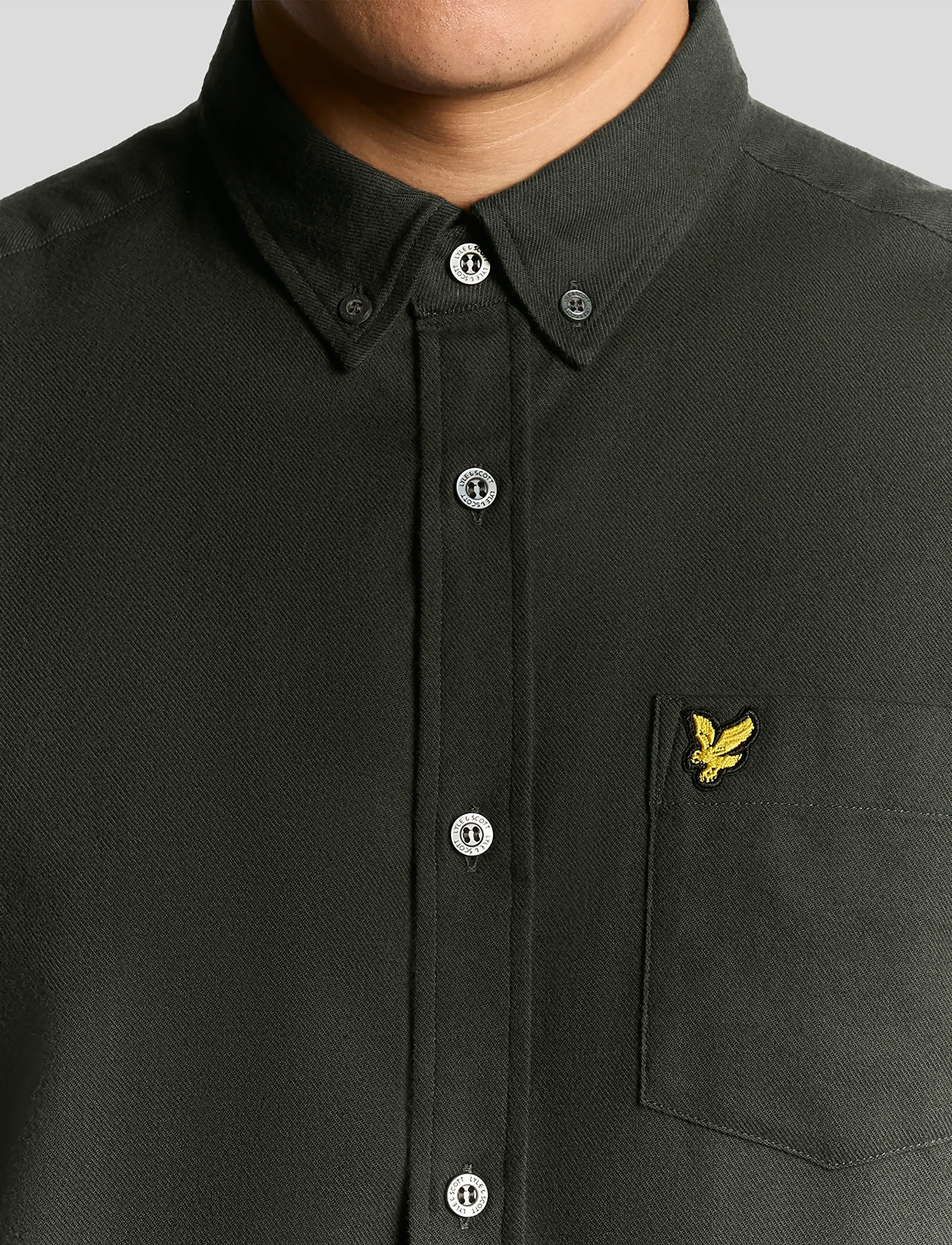 Lyle & Scott - Plain Flannel Shirt - flanellsärgid - x878 shadow - 5