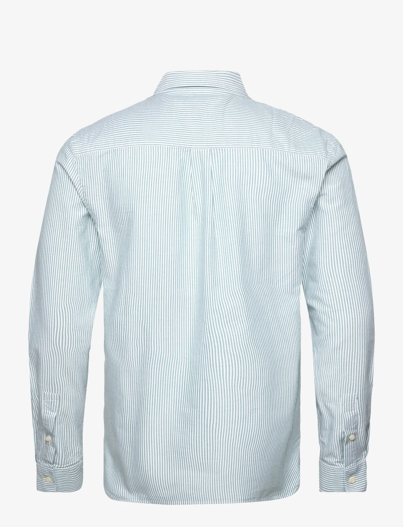 Lyle & Scott - Stripe Oxford Shirt - oksfordo marškiniai - x166 court green / white - 1
