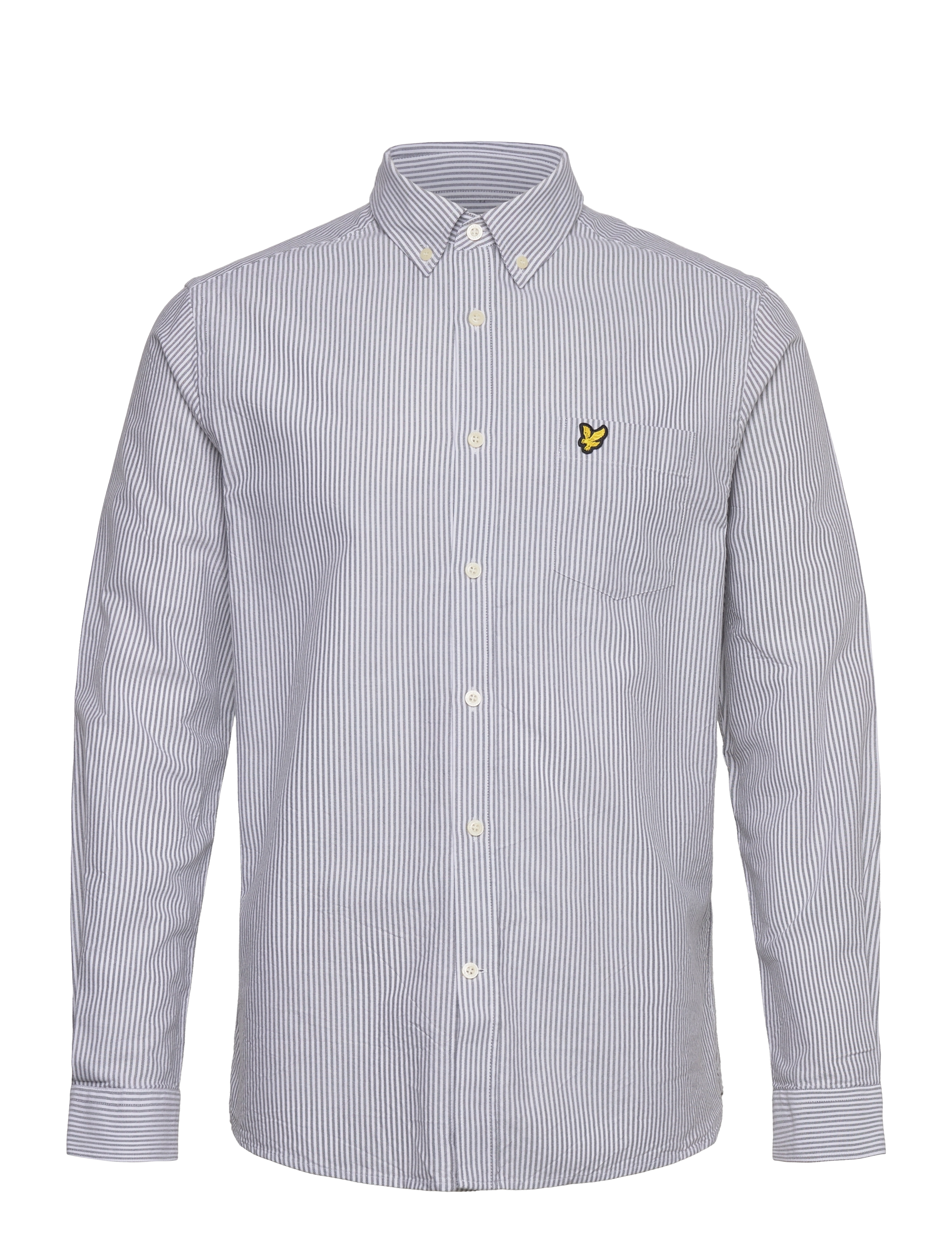 Lyle & Scott - Stripe Oxford Shirt - x168 gun metal / white - 1