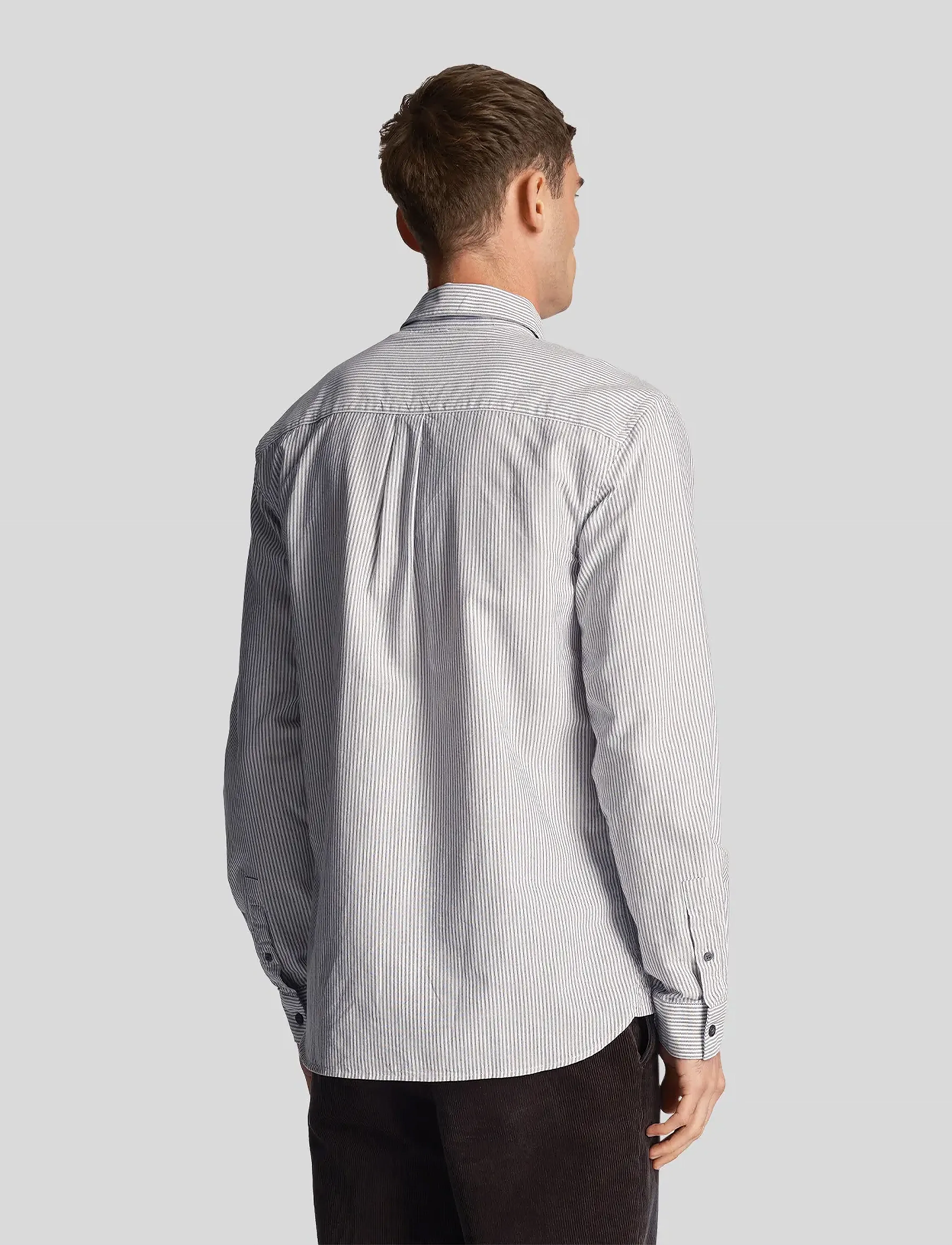 Lyle & Scott - Stripe Oxford Shirt - x168 gun metal / white - 3