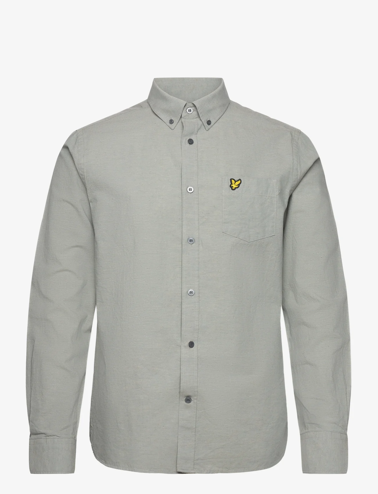 Lyle & Scott - Cotton Linen Button Down Shirt - casual skjorter - a19 slate blue - 0