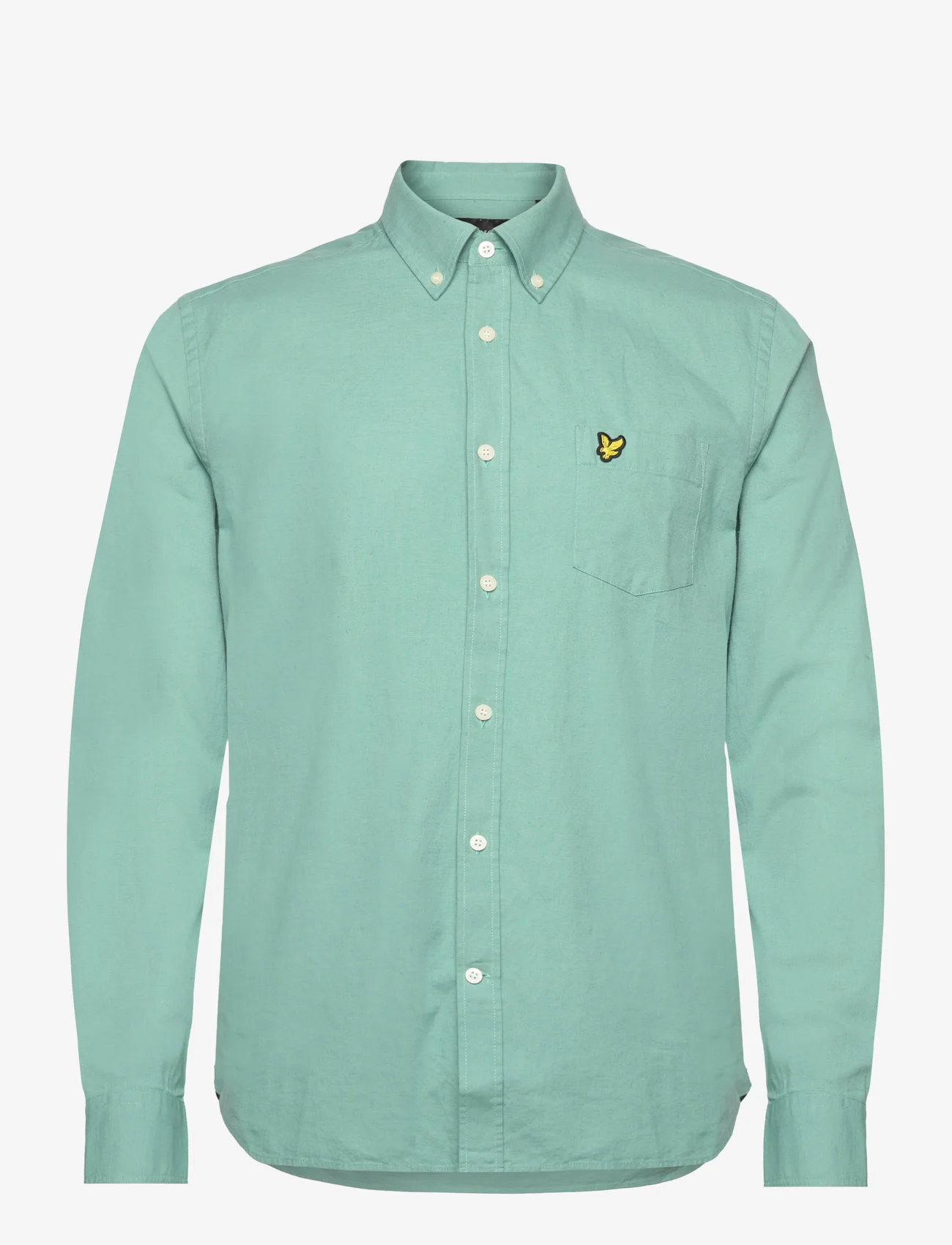 Lyle & Scott - Cotton Linen Button Down Shirt - casual overhemden - w907 turquoise shadow - 0
