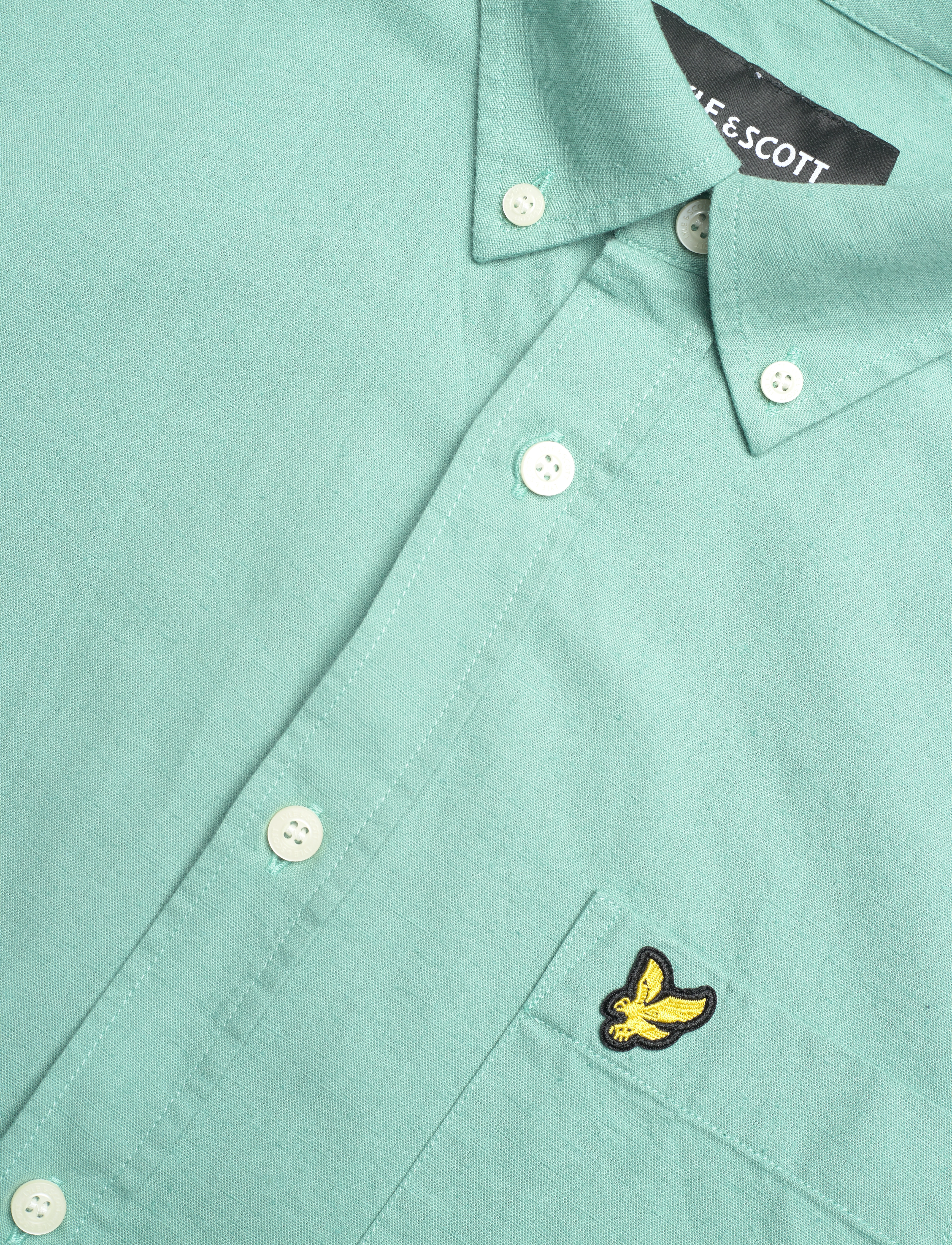 Lyle & Scott - Cotton Linen Button Down Shirt - w907 turquoise shadow - 3