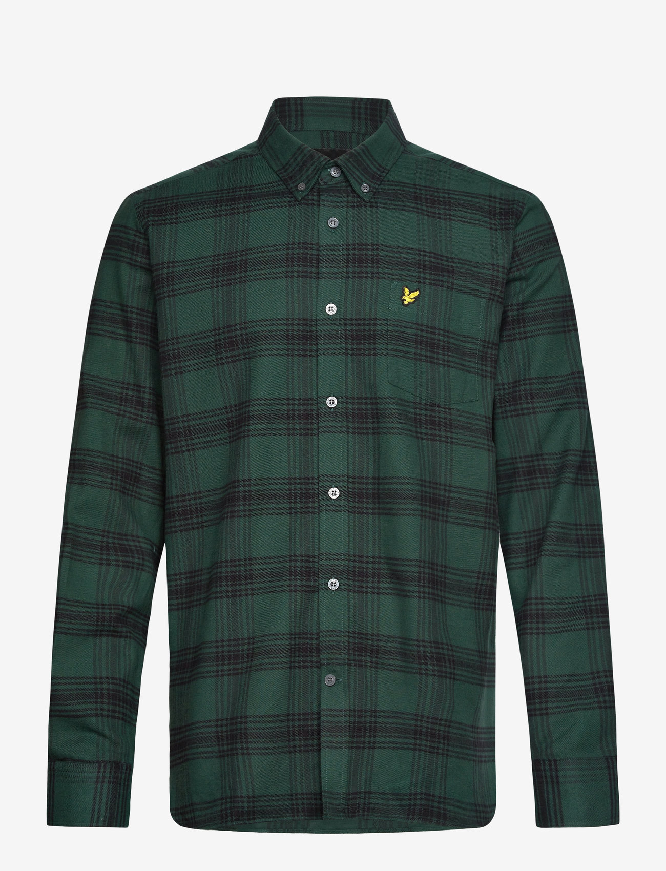 Lyle & Scott - Tonal Check Flannel Shirt - argyle teal/ jet black - 1
