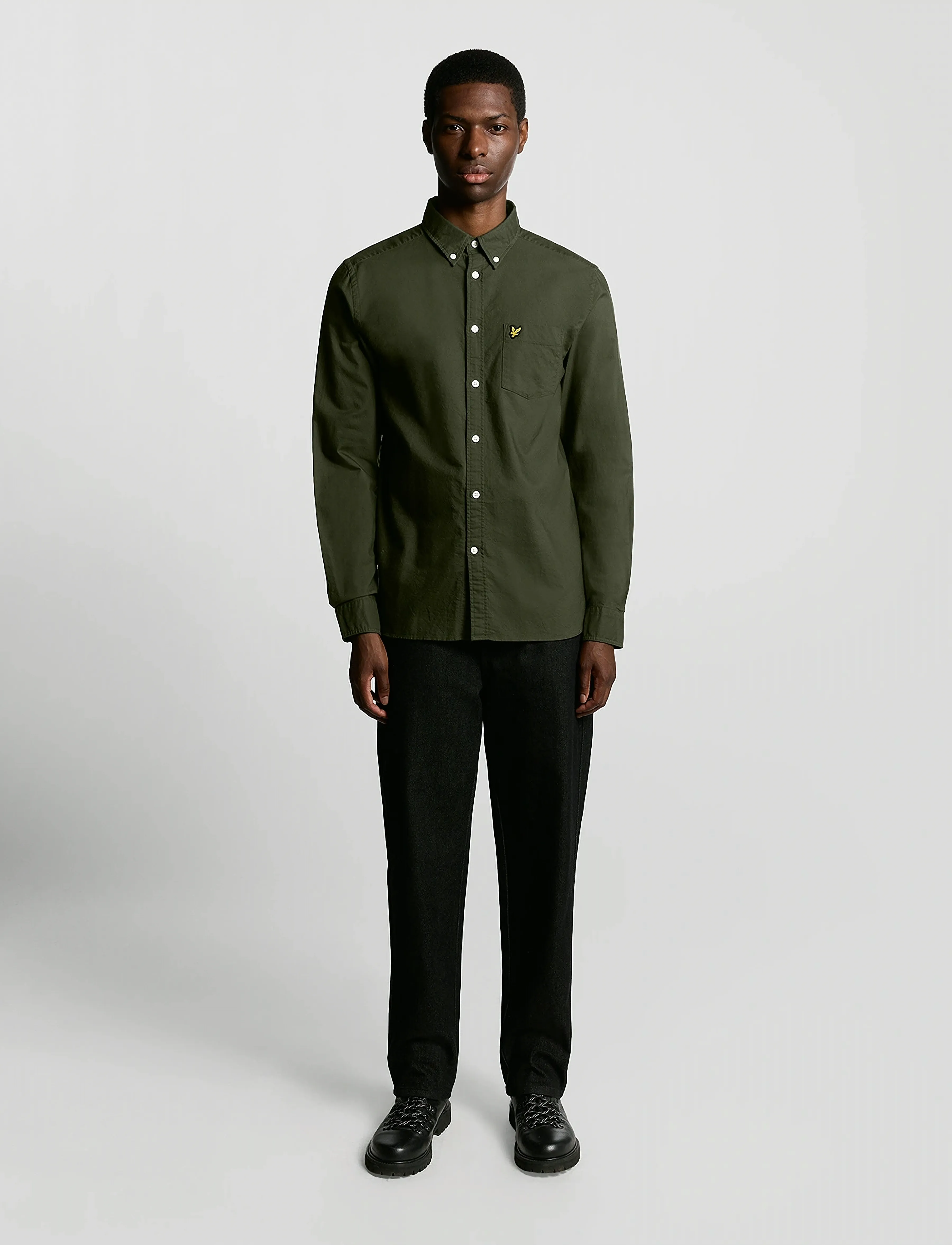 Lyle & Scott - Plain Oxford Shirt - w485 olive - 4