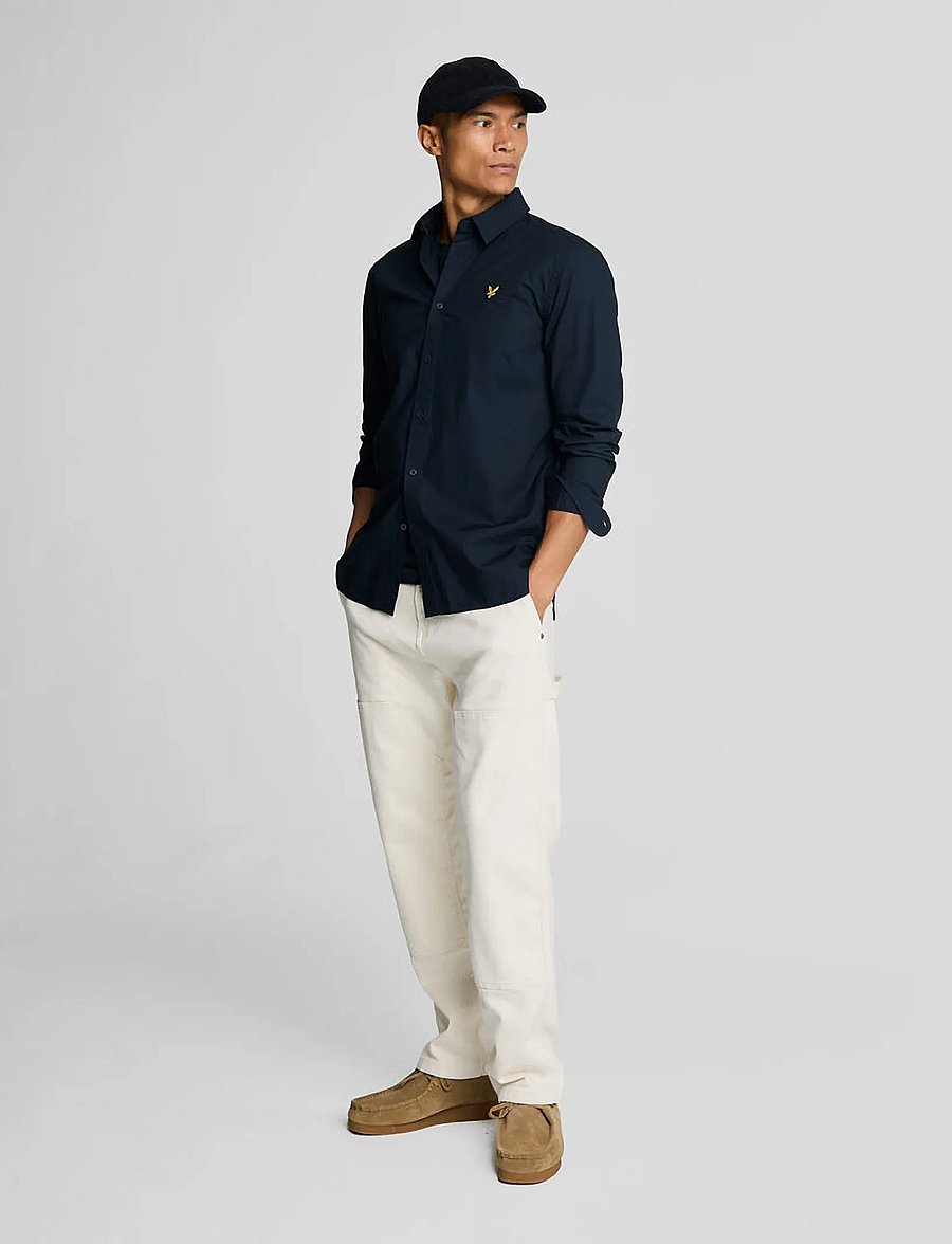 Lyle & Scott - Long Sleeve Poplin Shirt - vabaajasärgid - dark navy - 0