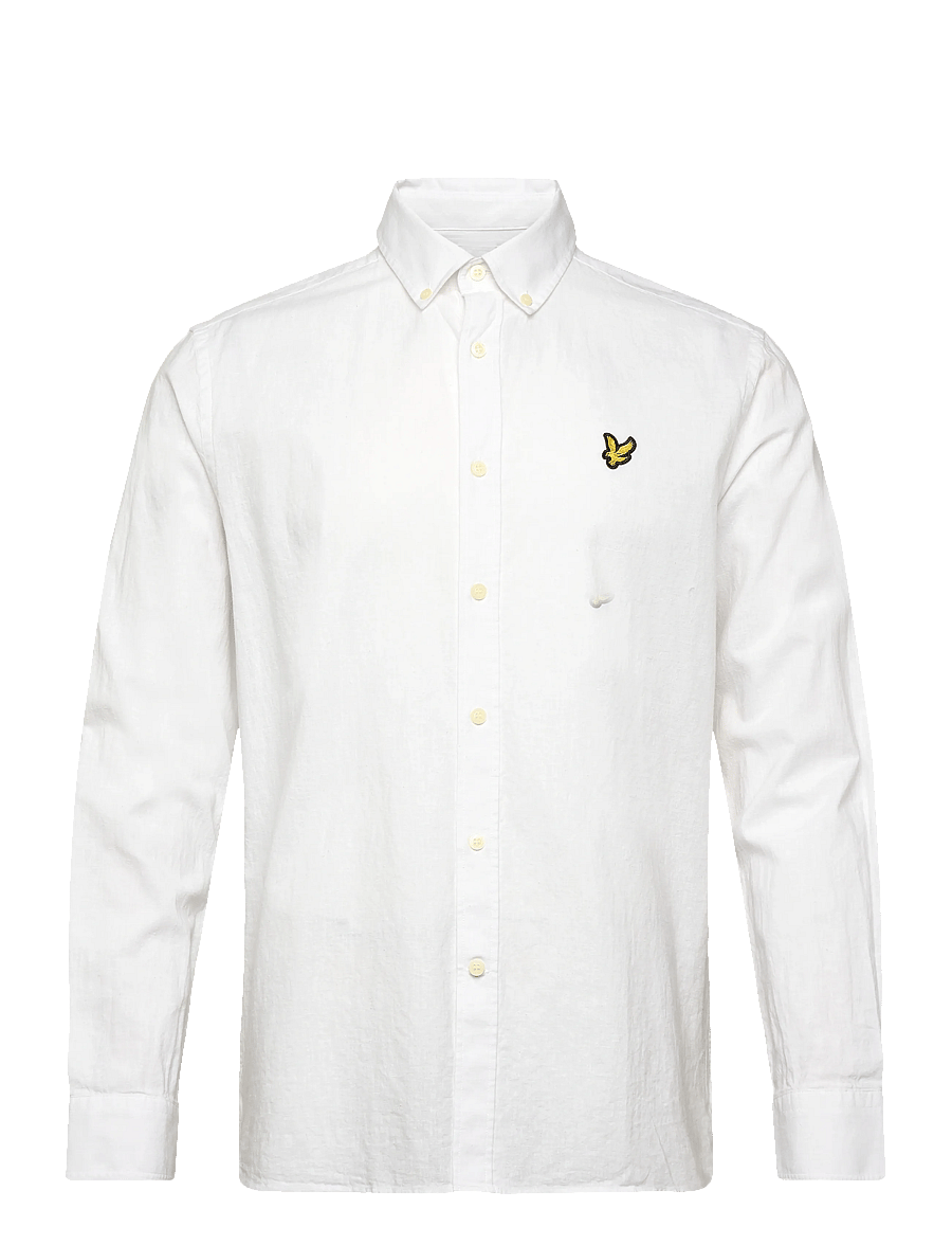 Lyle & Scott - Linen Blend Oxford Shirt - oxford-kauluspaidat - 626 white - 1