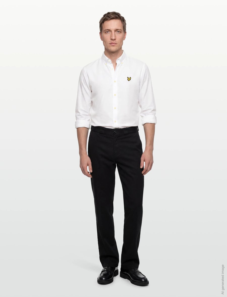 Lyle & Scott - Linen Blend Oxford Shirt - oxford-kauluspaidat - 626 white - 0