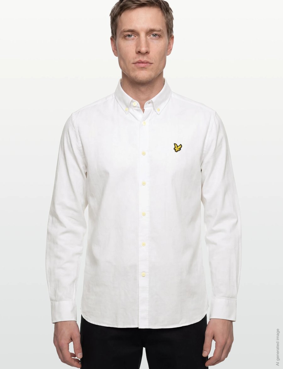 Lyle & Scott - Linen Blend Oxford Shirt - oxford-kauluspaidat - 626 white - 3
