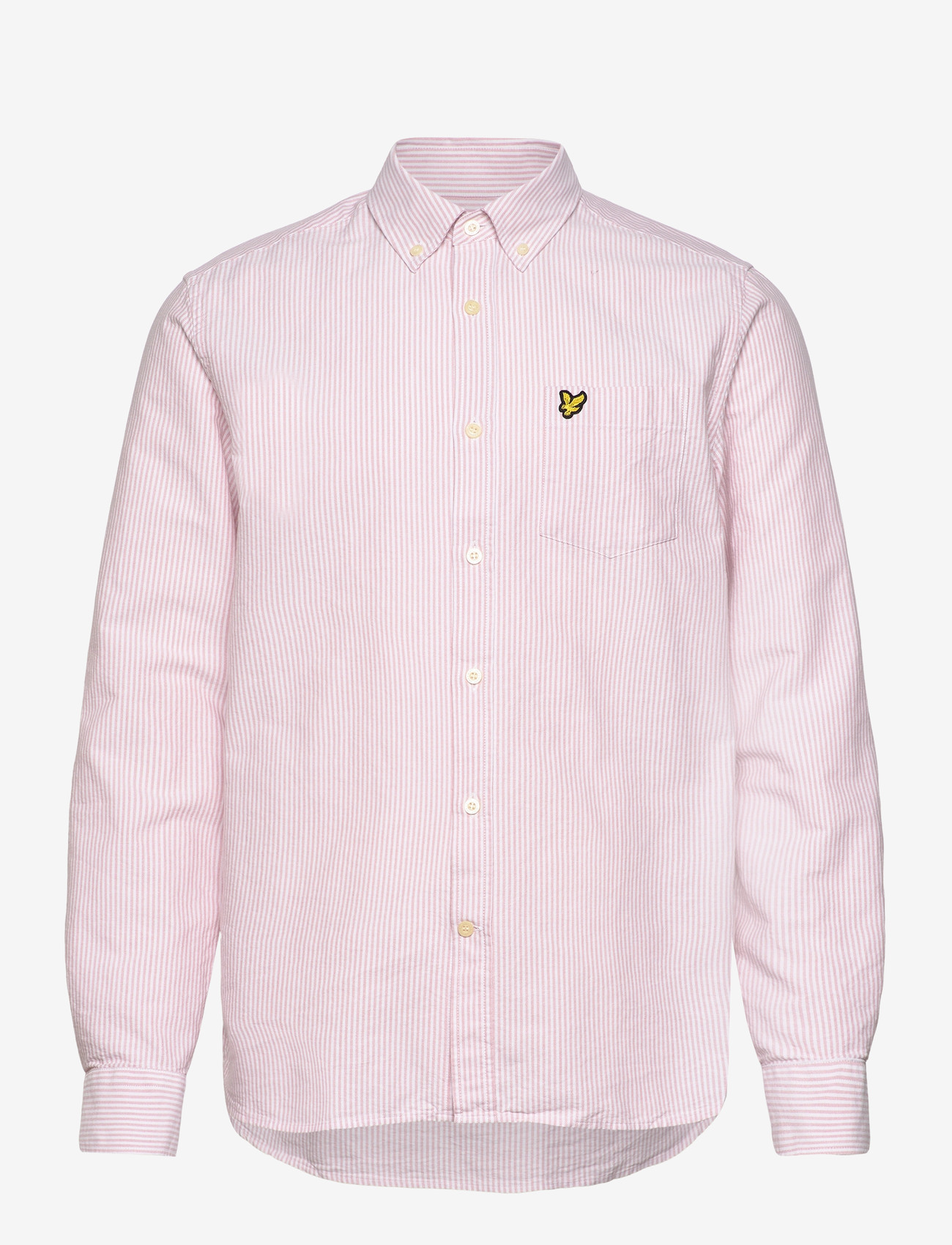 Lyle & Scott - Stripe Oxford Shirt - randiga skjortor - y152 pink grapefruit/ white - 0