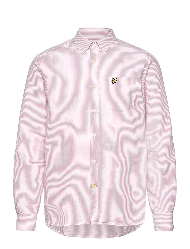 Lyle & Scott - Stripe Oxford Shirt - randiga skjortor - y152 pink grapefruit/ white - 0
