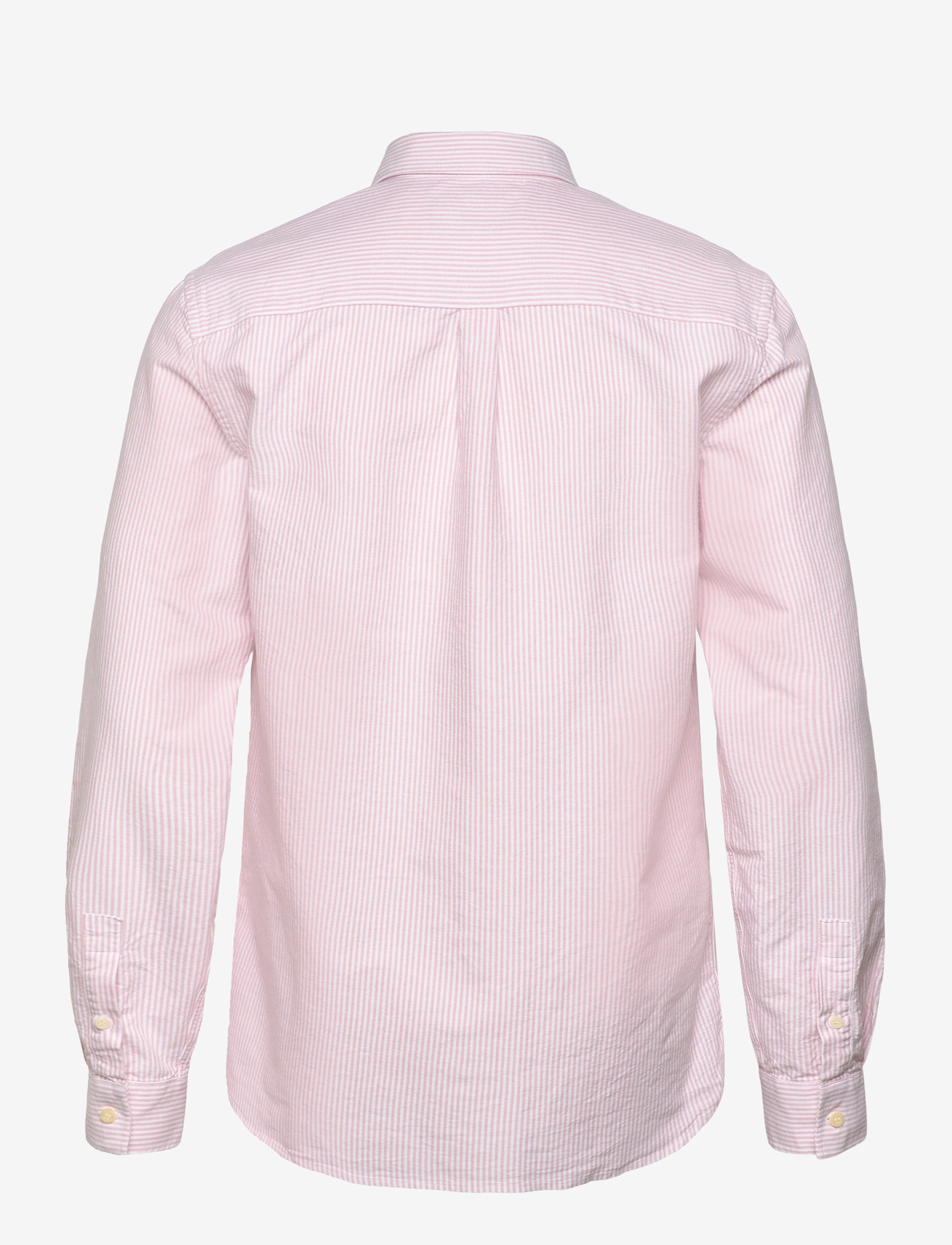 Lyle & Scott - Stripe Oxford Shirt - randiga skjortor - y152 pink grapefruit/ white - 1