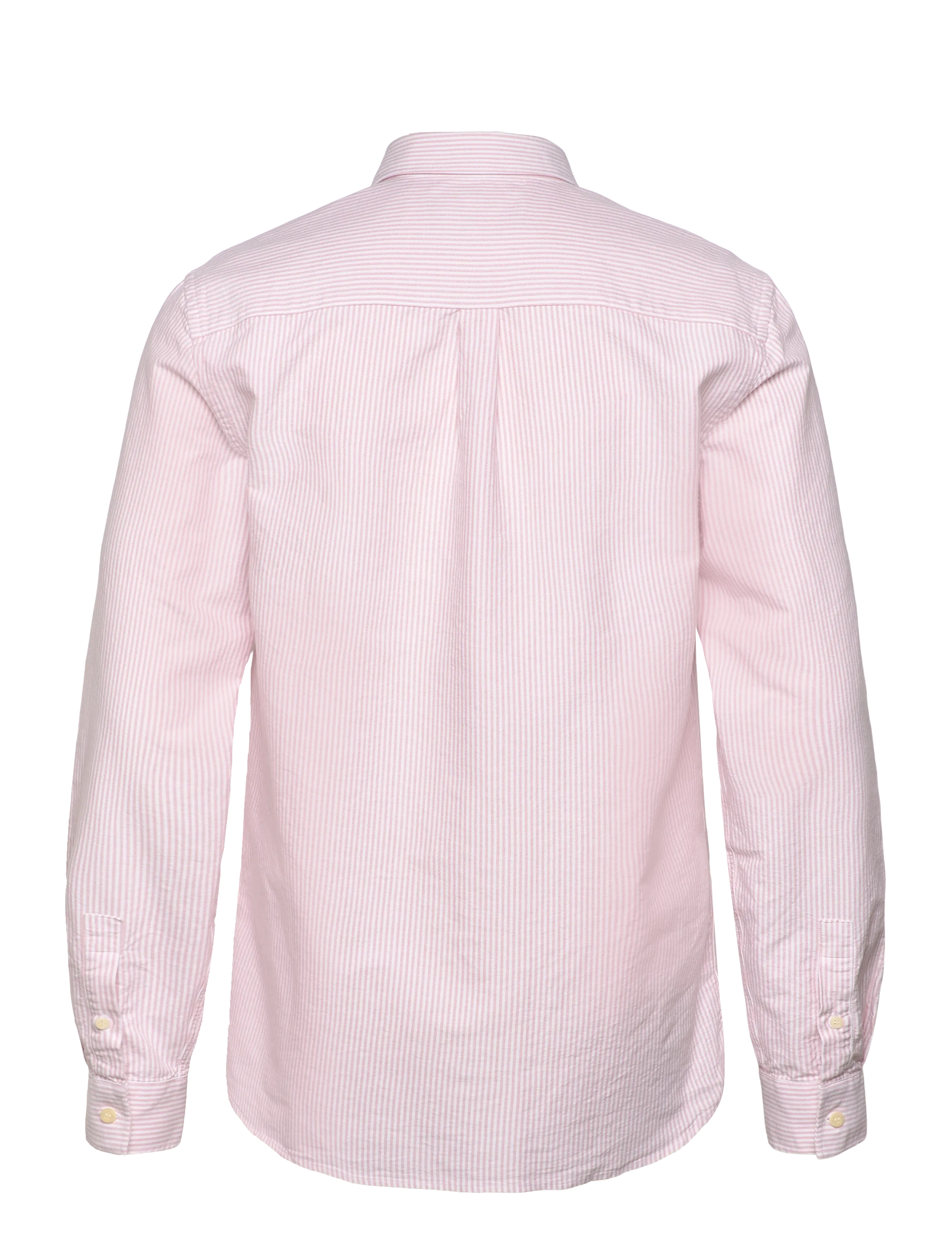 Lyle & Scott - Stripe Oxford Shirt - randiga skjortor - y152 pink grapefruit/ white - 2