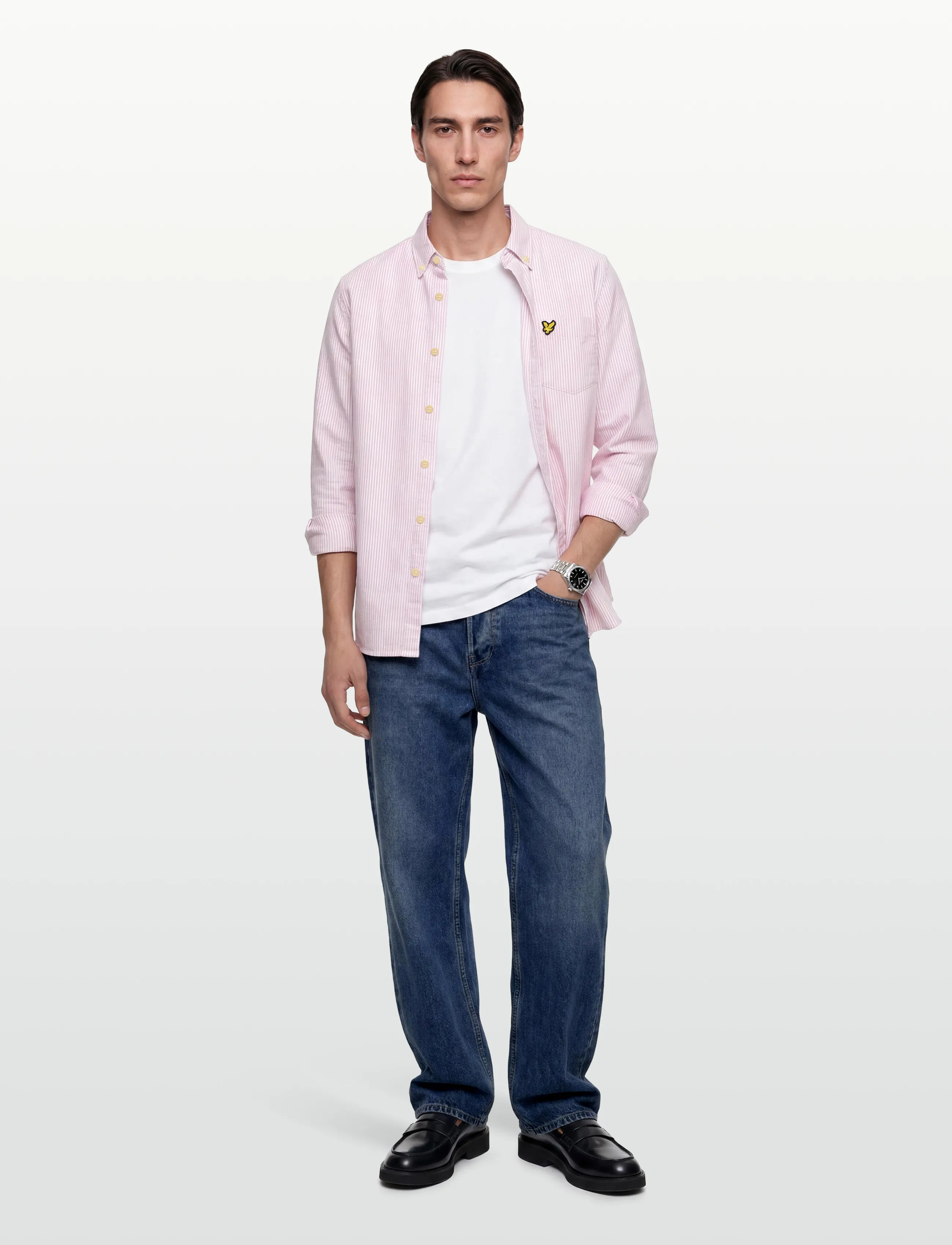Lyle & Scott Stripe Oxford Shirt - 4 for 3 - Y152 PINK GRAPEFRUIT/ WHITE / pink/rose
