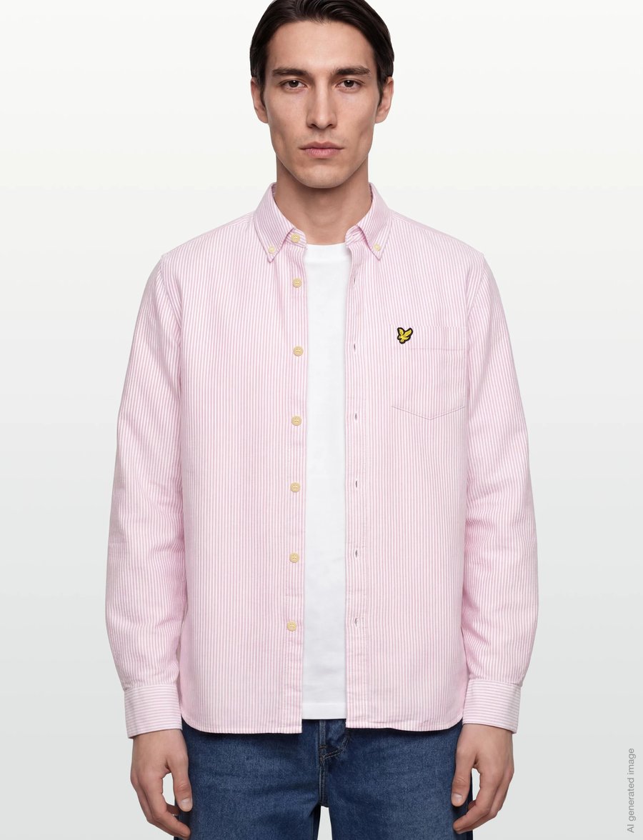Lyle & Scott - Stripe Oxford Shirt - gestreifte hemden - y152 pink grapefruit/ white - 3
