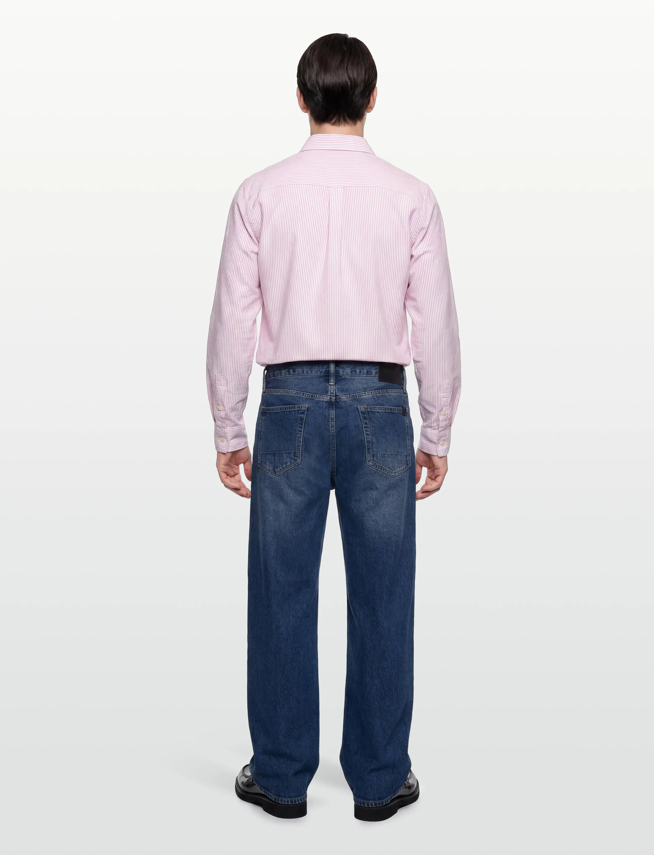 Lyle & Scott - Stripe Oxford Shirt - randiga skjortor - y152 pink grapefruit/ white - 4