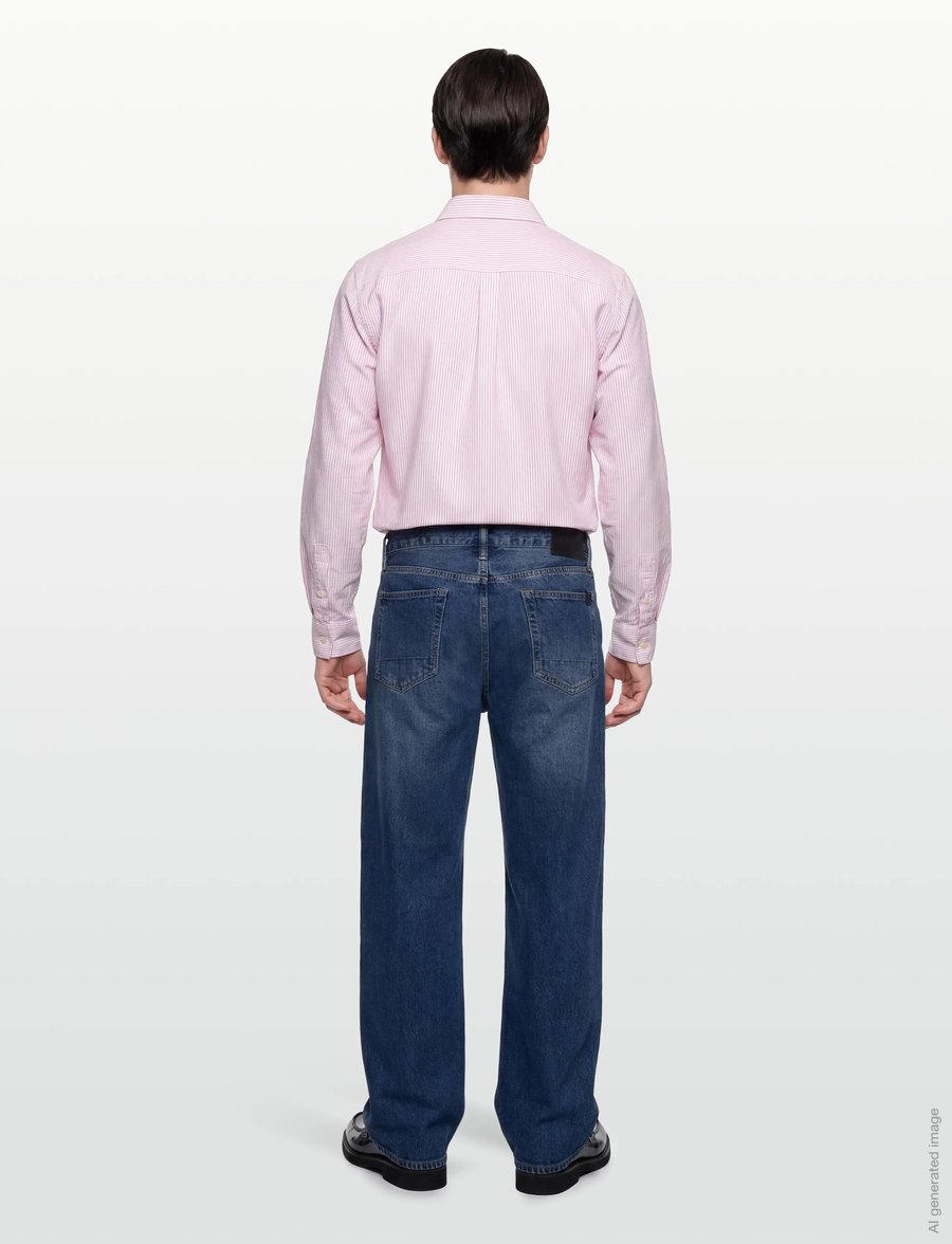 Lyle & Scott - Stripe Oxford Shirt - gestreifte hemden - y152 pink grapefruit/ white - 4