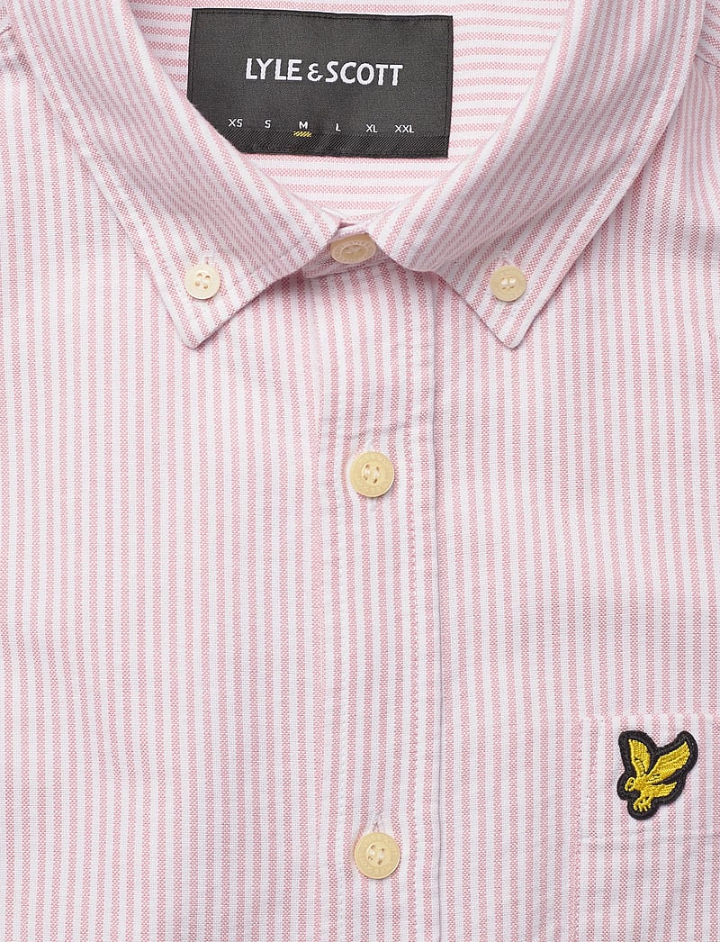 Lyle & Scott - Stripe Oxford Shirt - randiga skjortor - y152 pink grapefruit/ white - 2
