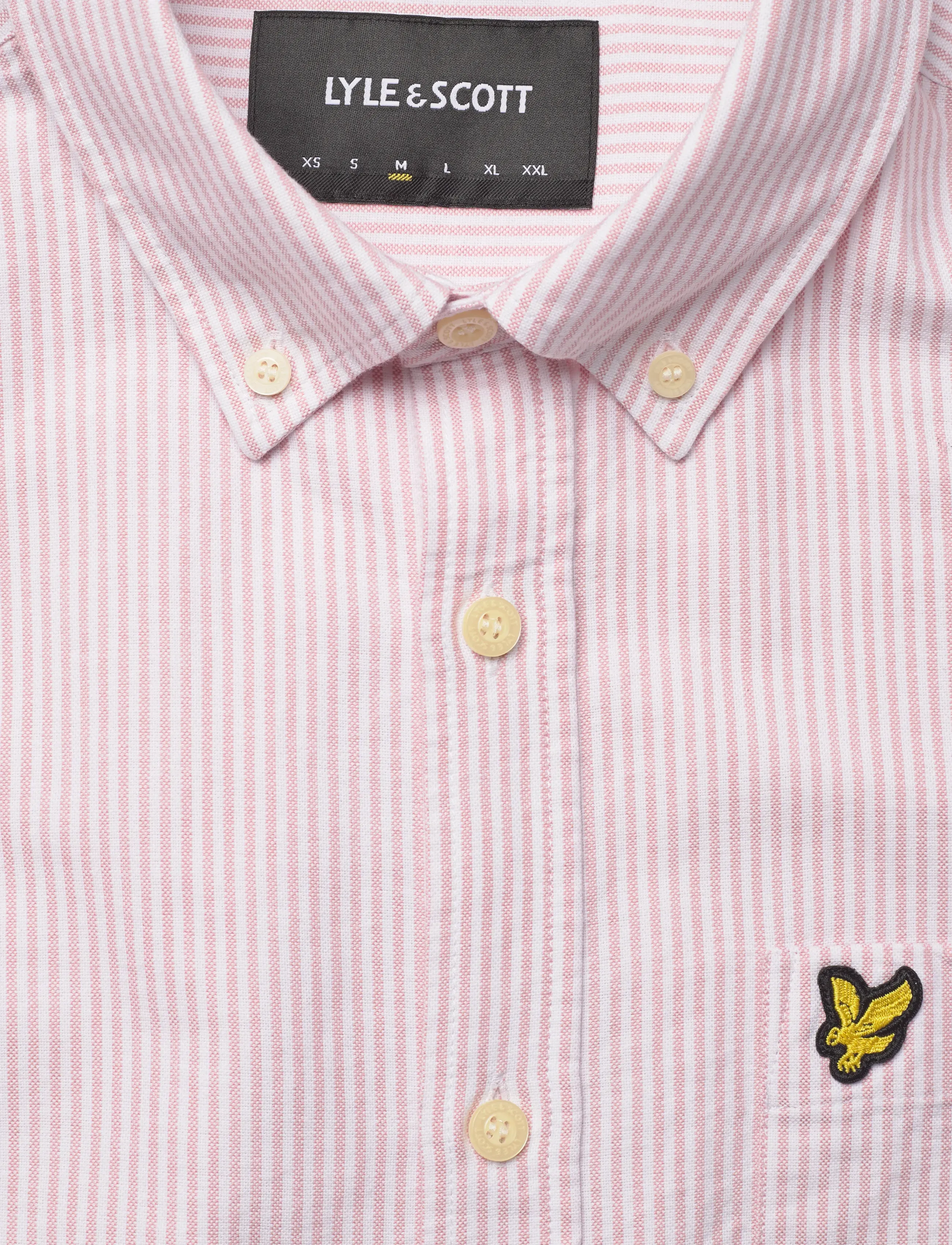 Lyle & Scott - Stripe Oxford Shirt - randiga skjortor - y152 pink grapefruit/ white - 5