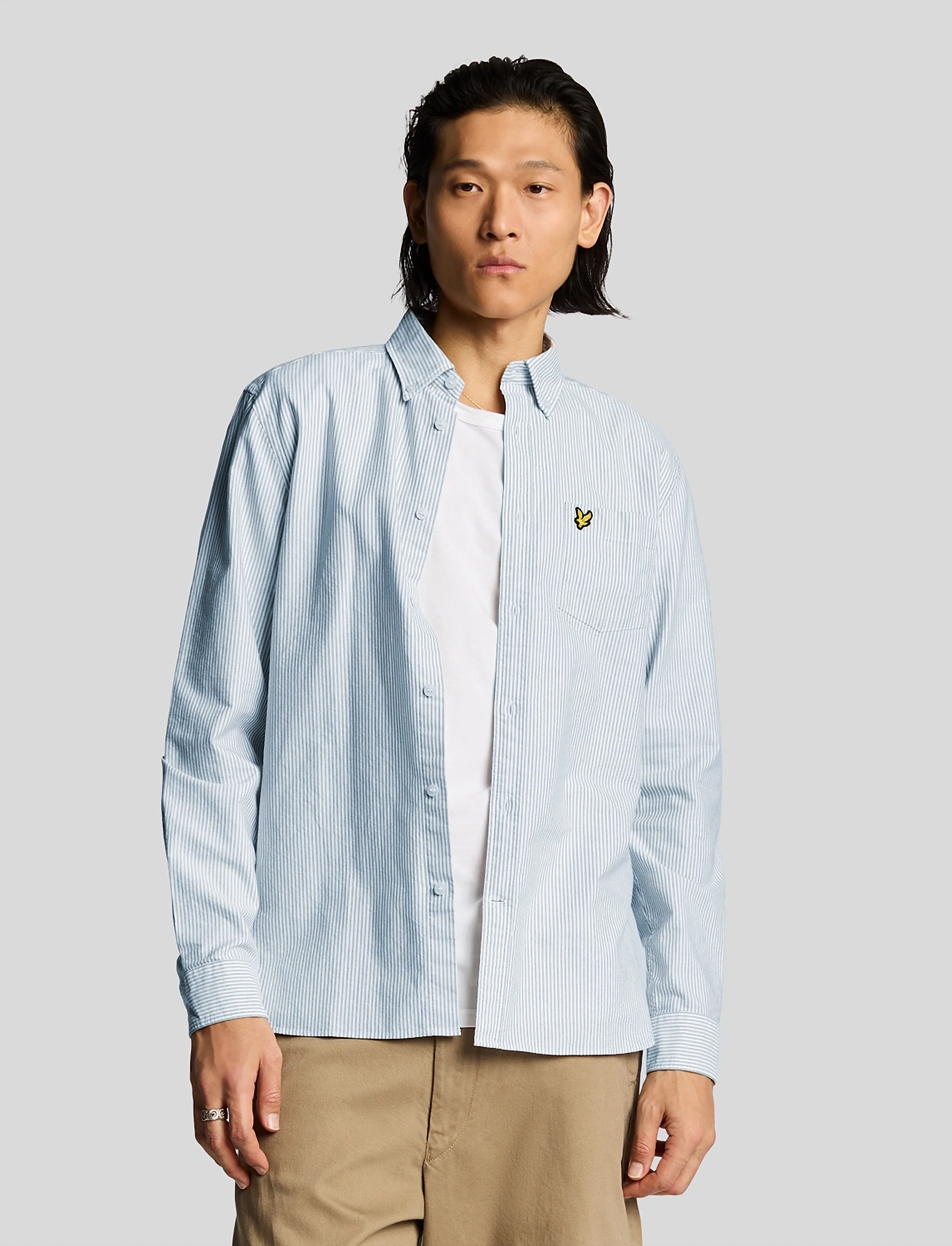 Lyle & Scott Stripe Oxford Shirt - Skjortor - LIGHT BLUE/ WHITE / blue