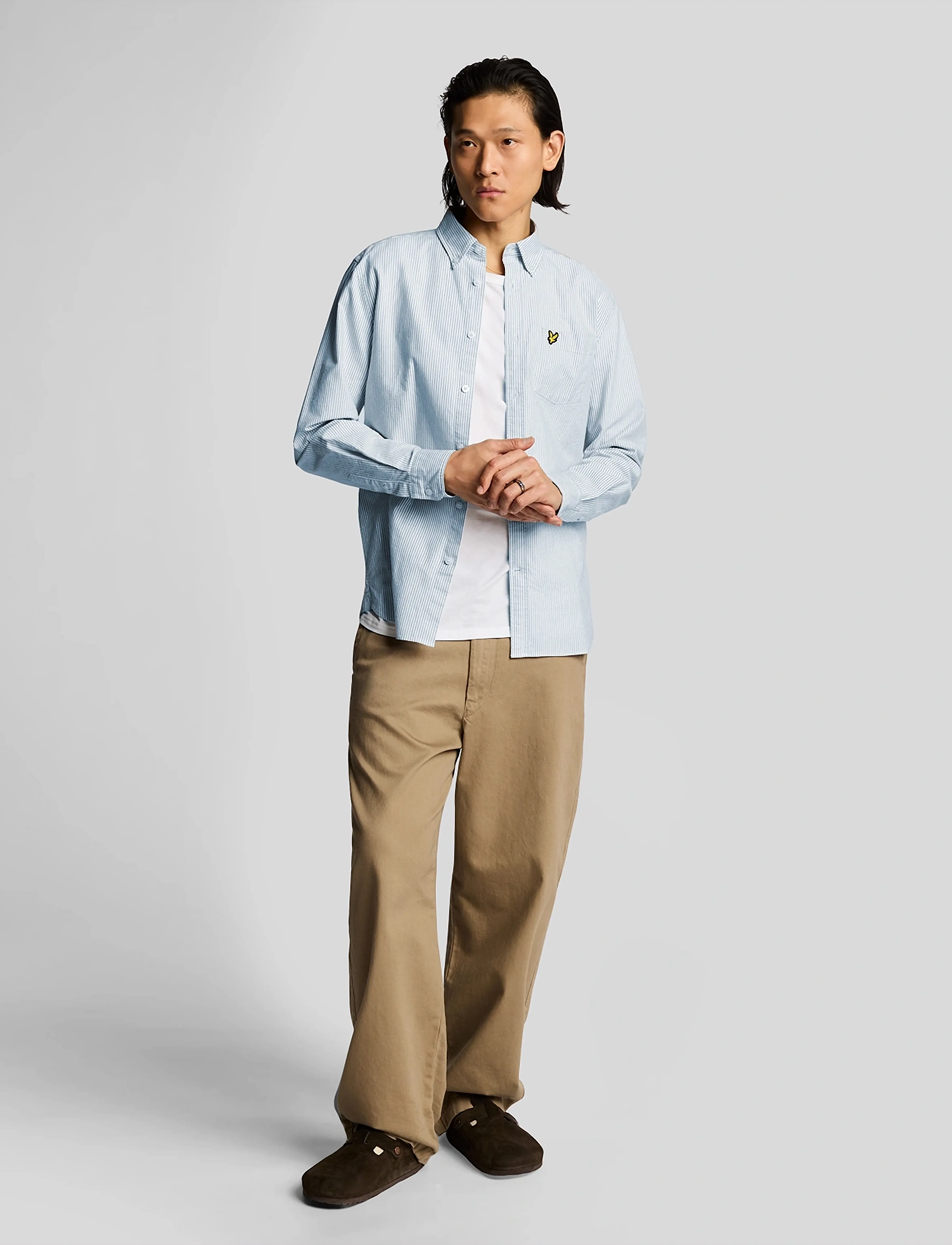 Lyle & Scott - Stripe Oxford Shirt - striped shirts - light blue/ white - 4