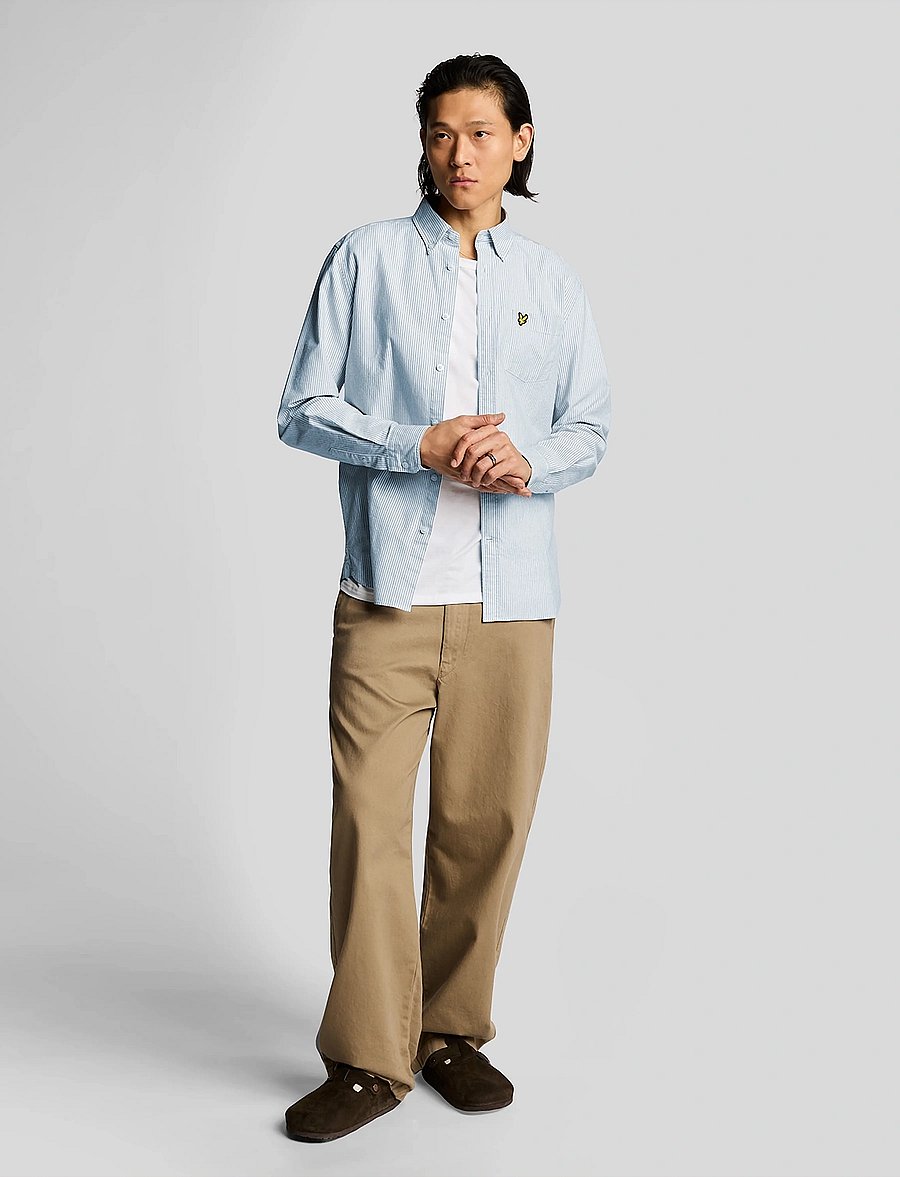Lyle & Scott - Stripe Oxford Shirt - striped shirts - light blue/ white - 4