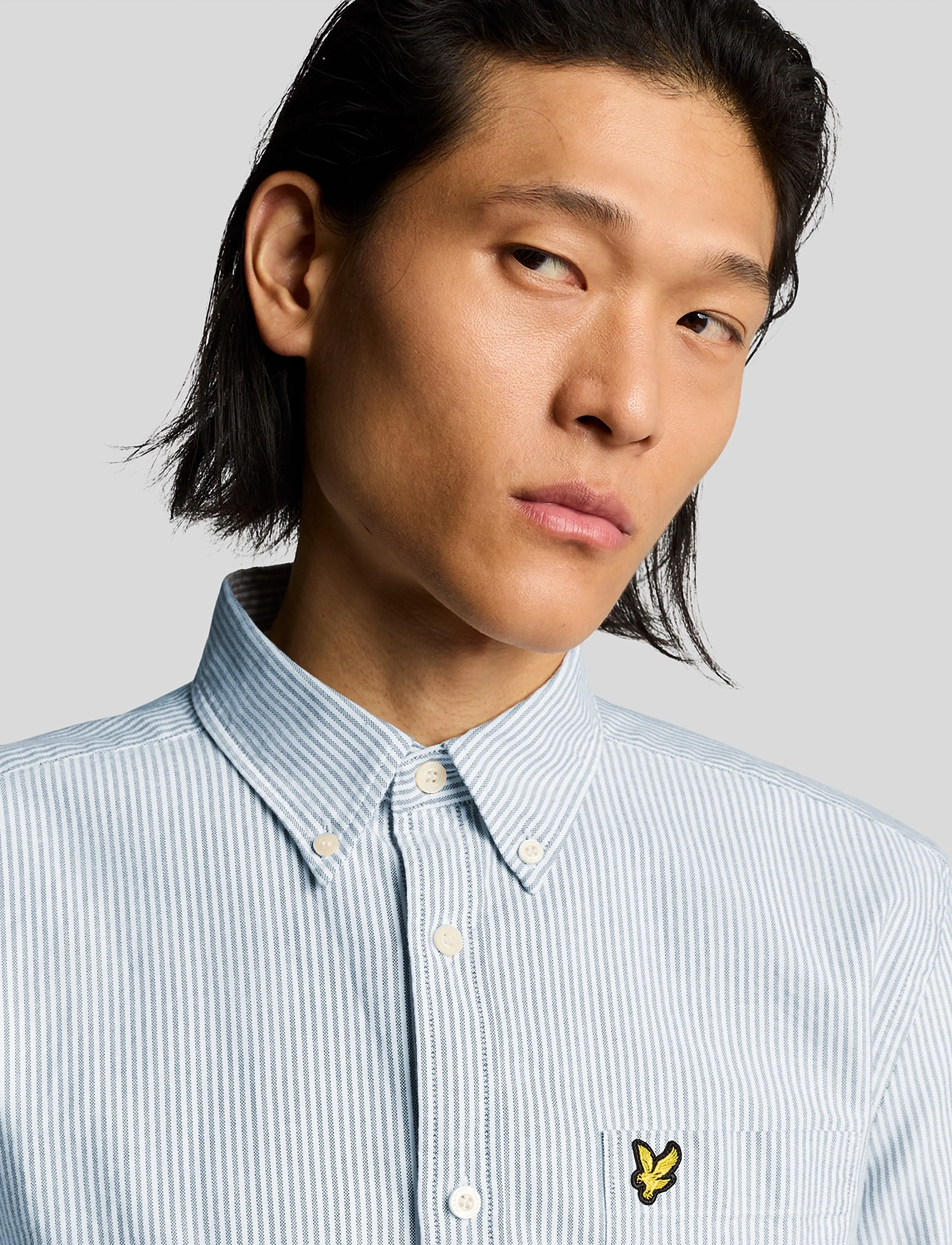 Lyle & Scott - Stripe Oxford Shirt - striped shirts - light blue/ white - 5