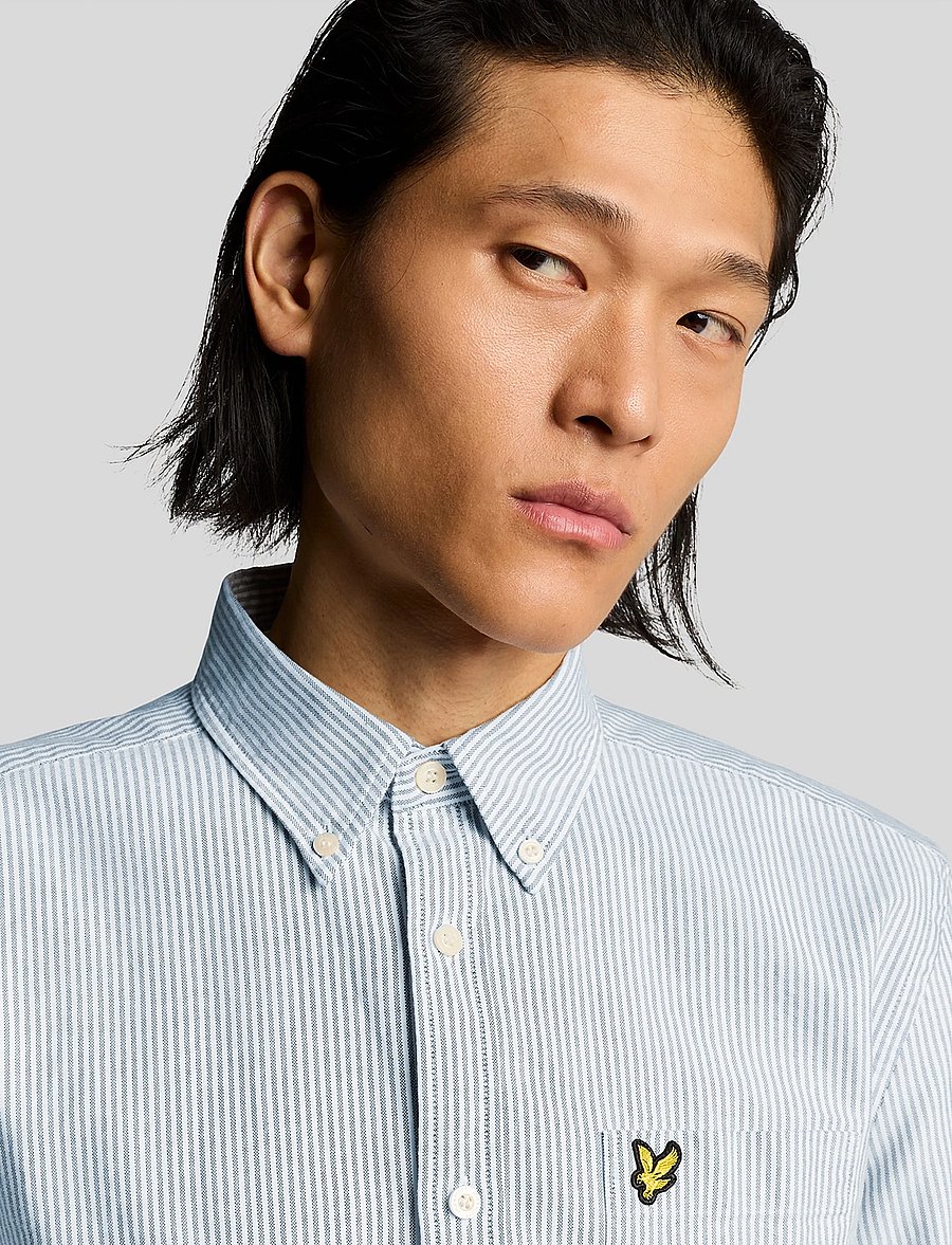 Lyle & Scott - Stripe Oxford Shirt - striped shirts - light blue/ white - 5