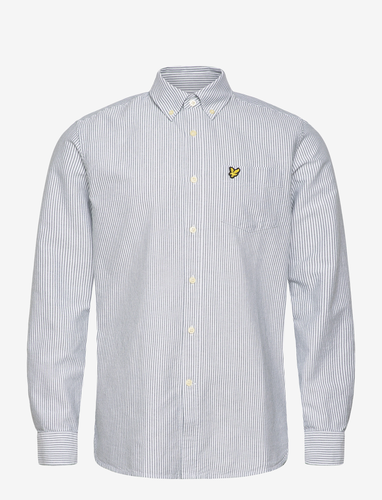 Lyle & Scott - Stripe Oxford Shirt - stribede skjorter - y150 everglade/ white - 1