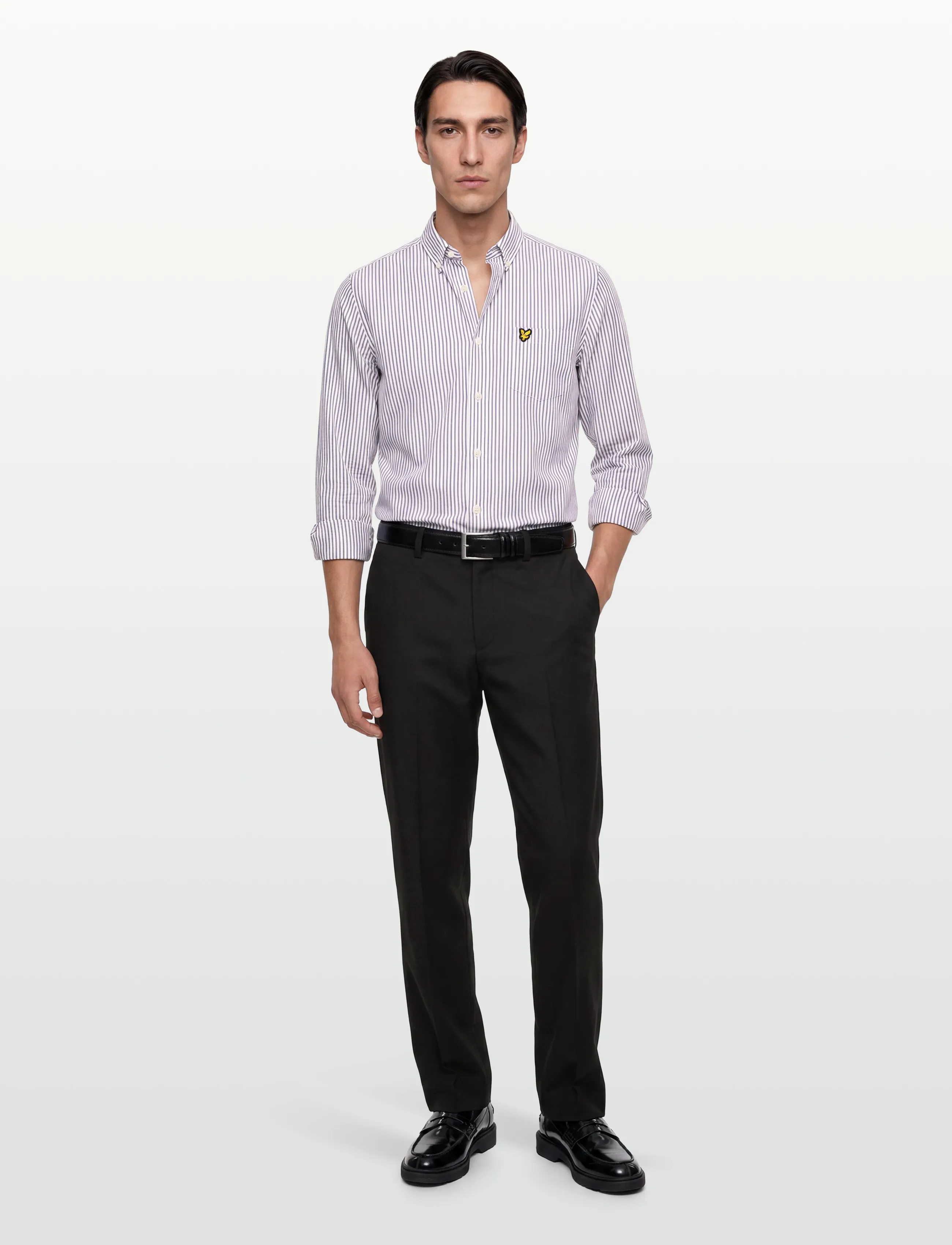 Lyle & Scott Jacquard Stripe Shirt - Kleidung - X816 WHITE/ DEEP TAN / multi