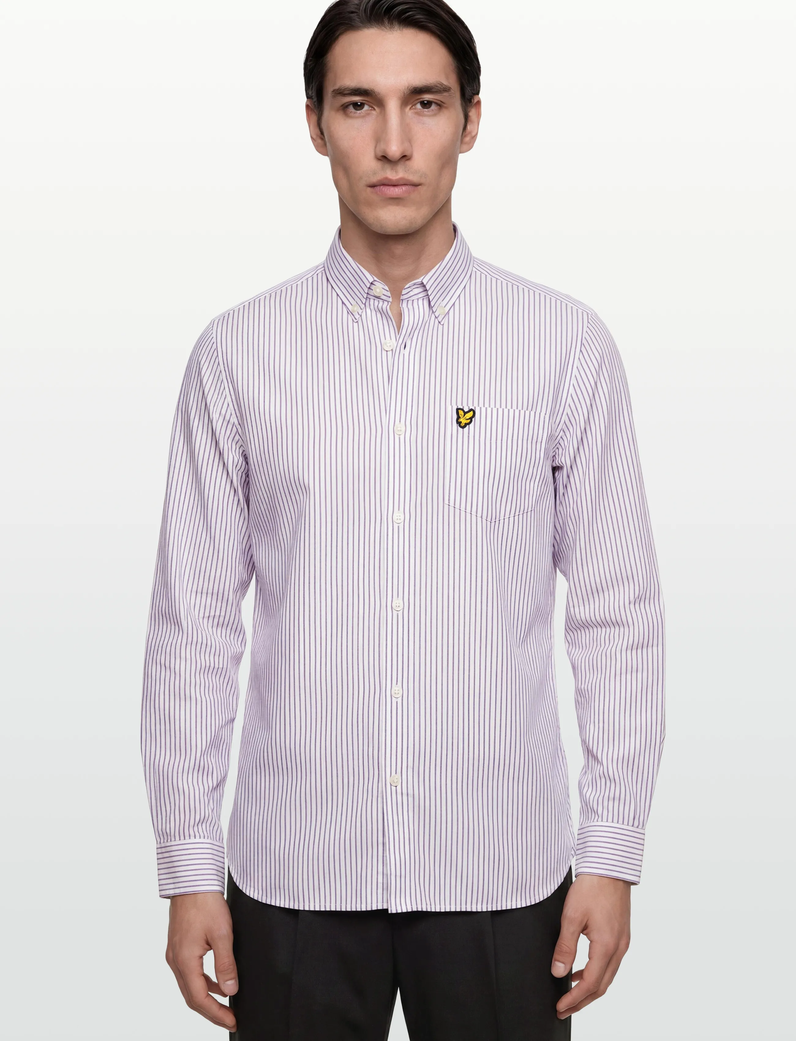Lyle & Scott - Jacquard Stripe Shirt - triibulised särgid - x816 white/ deep tan - 3