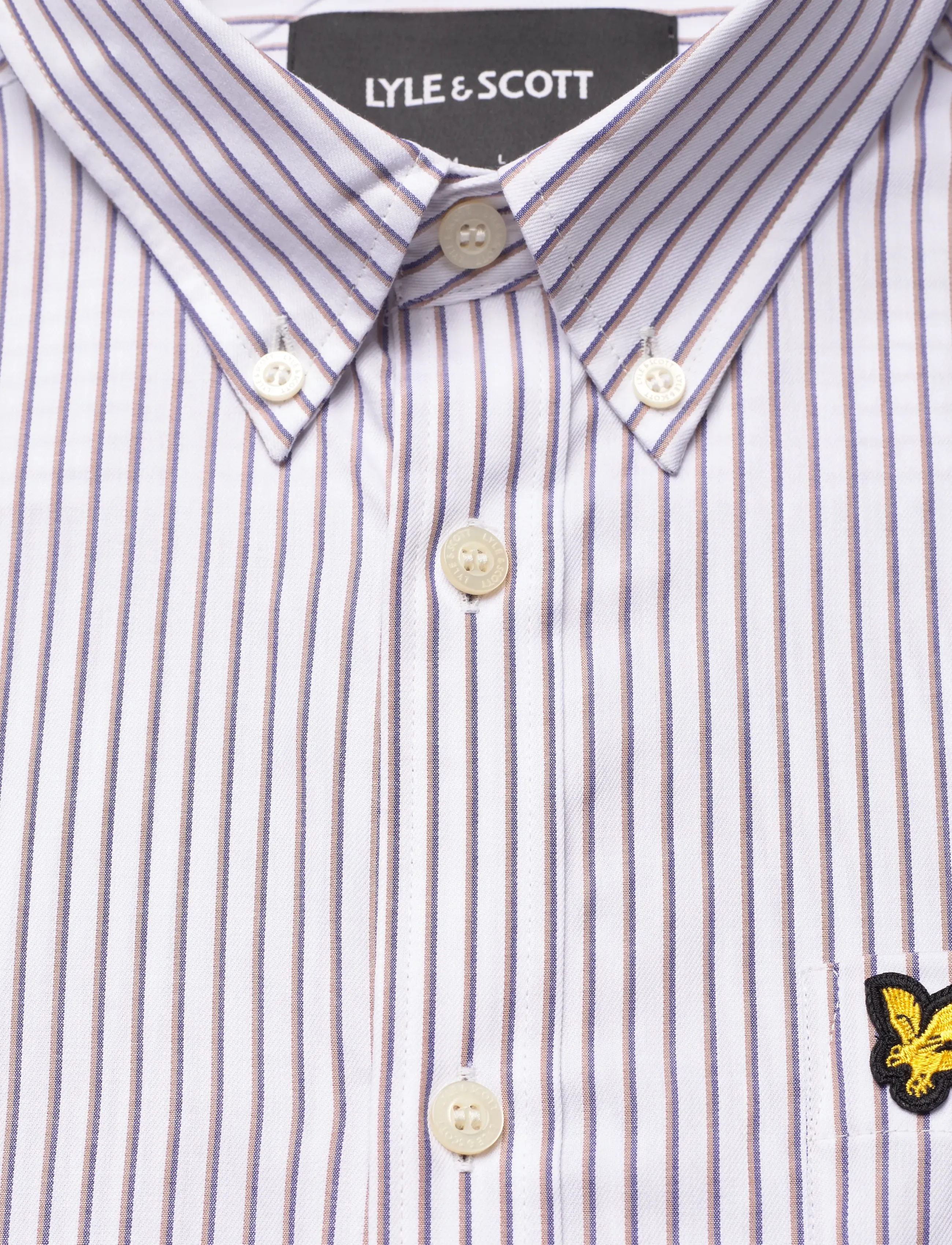 Lyle & Scott - Jacquard Stripe Shirt - triibulised särgid - x816 white/ deep tan - 5