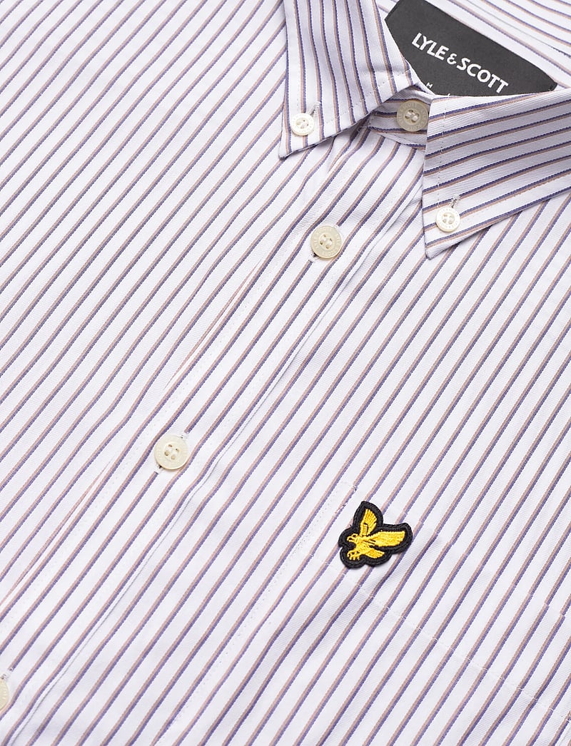 Lyle & Scott - Jacquard Stripe Shirt - gestreifte hemden - x816 white/ deep tan - 3