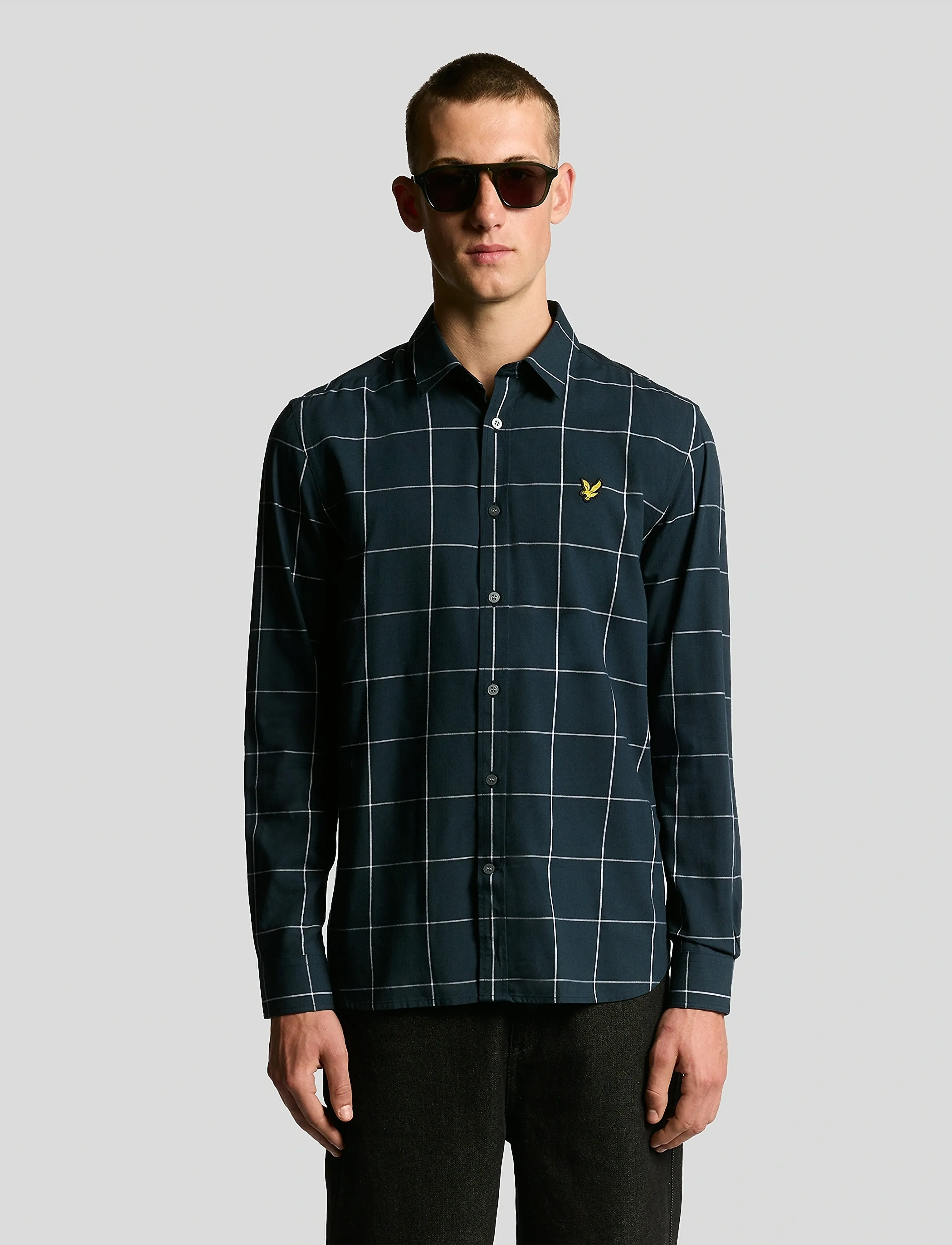 Lyle & Scott Window Pane Check Shirt, Mænd, Window Pane Ternskjorte, Navy, Str: M