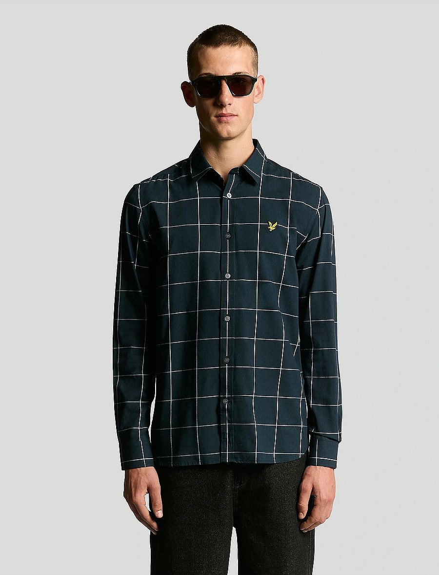 Lyle & Scott - Window Pane Check Shirt - koszule w kratkę - x136 dark navy/white - 0