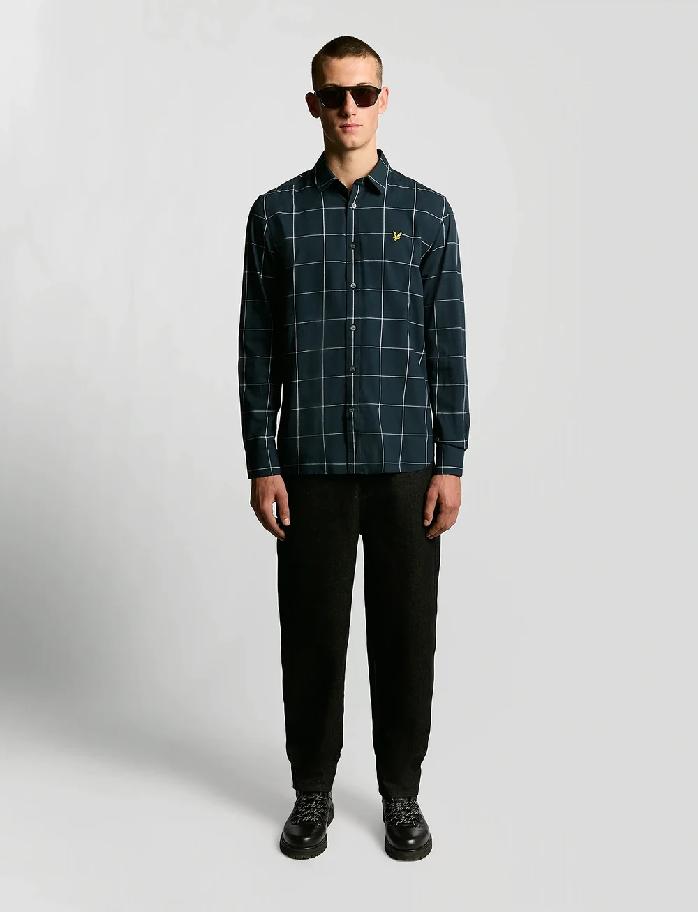 Lyle & Scott - Window Pane Check Shirt - checkered shirts - x136 dark navy/white - 4