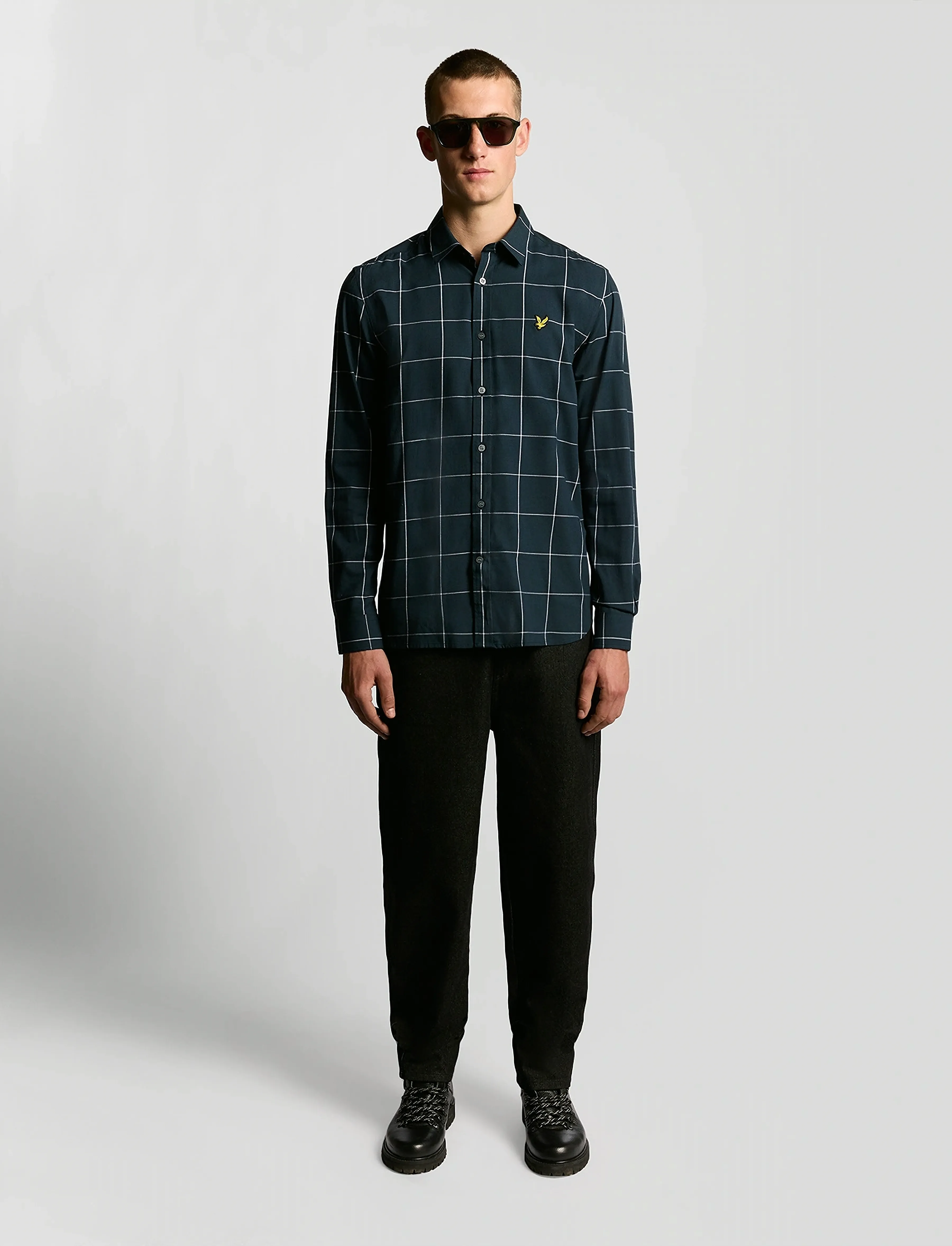 Lyle & Scott - Window Pane Check Shirt - koszule w kratkę - x136 dark navy/white - 4