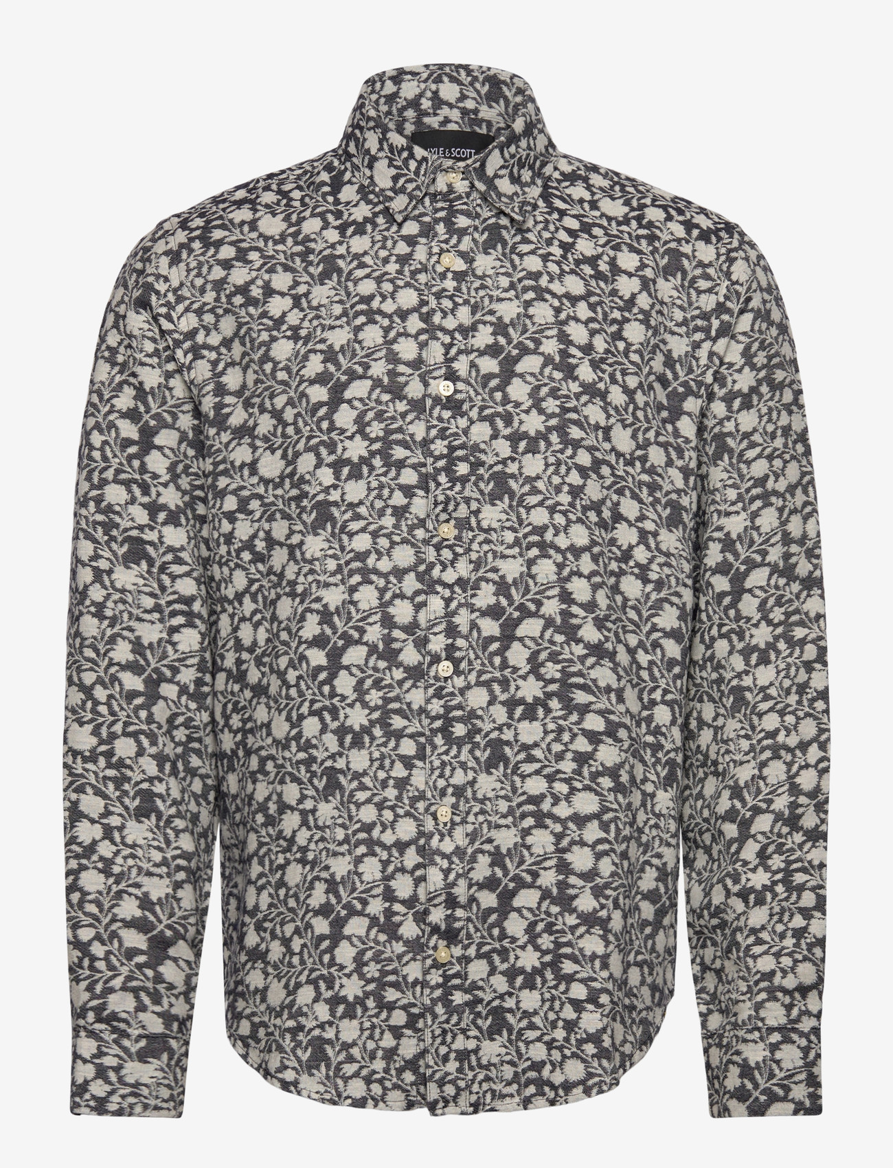 Lyle & Scott - Floral Jacquard Shirt - mönstrade skjortor - w189 jet black/ white - 1