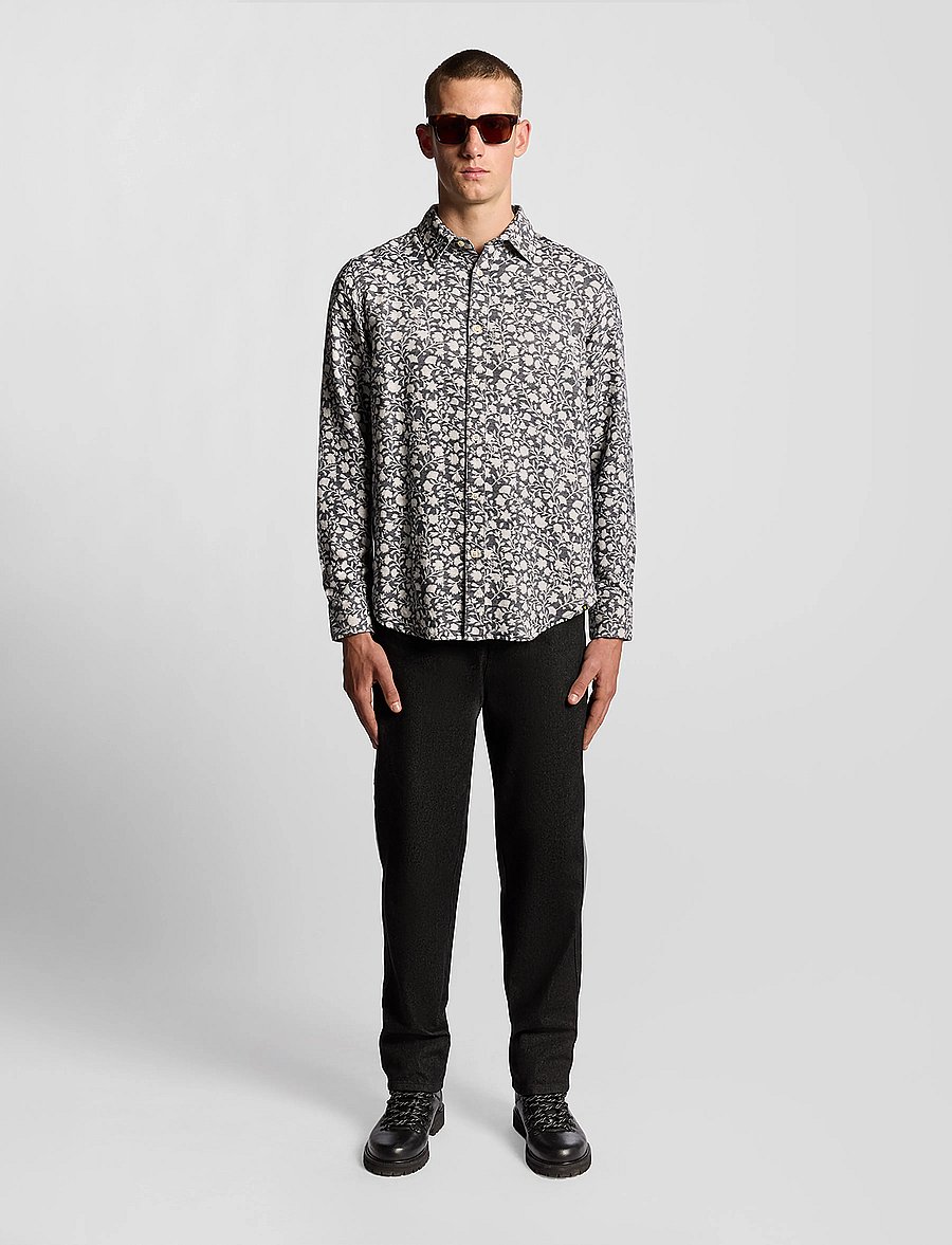 Lyle & Scott - Floral Jacquard Shirt - hemden mit muster - w189 jet black/ white - 5