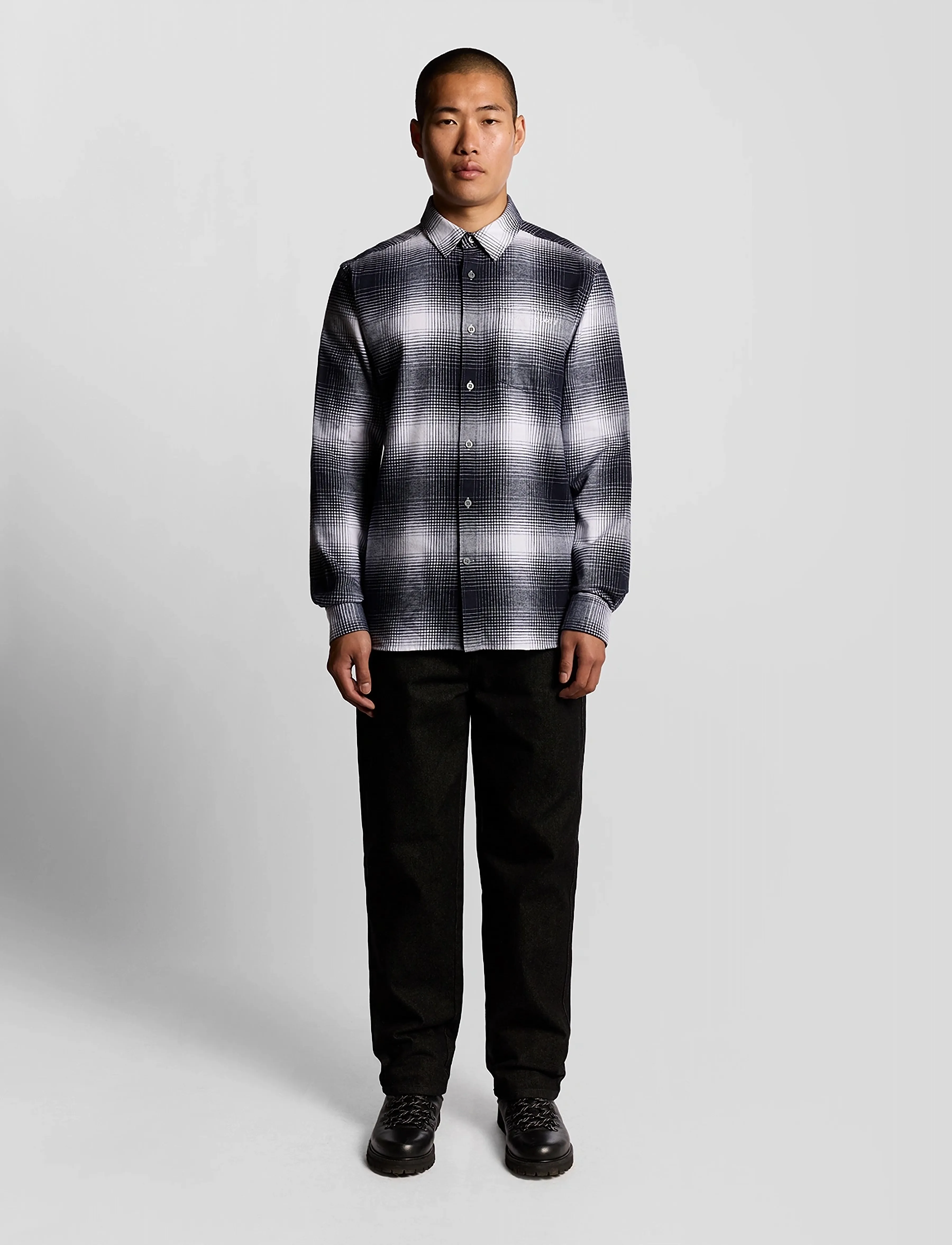 Lyle & Scott - Ombre Check Flannel Shirt - karierte hemden - night sky/ white - 5