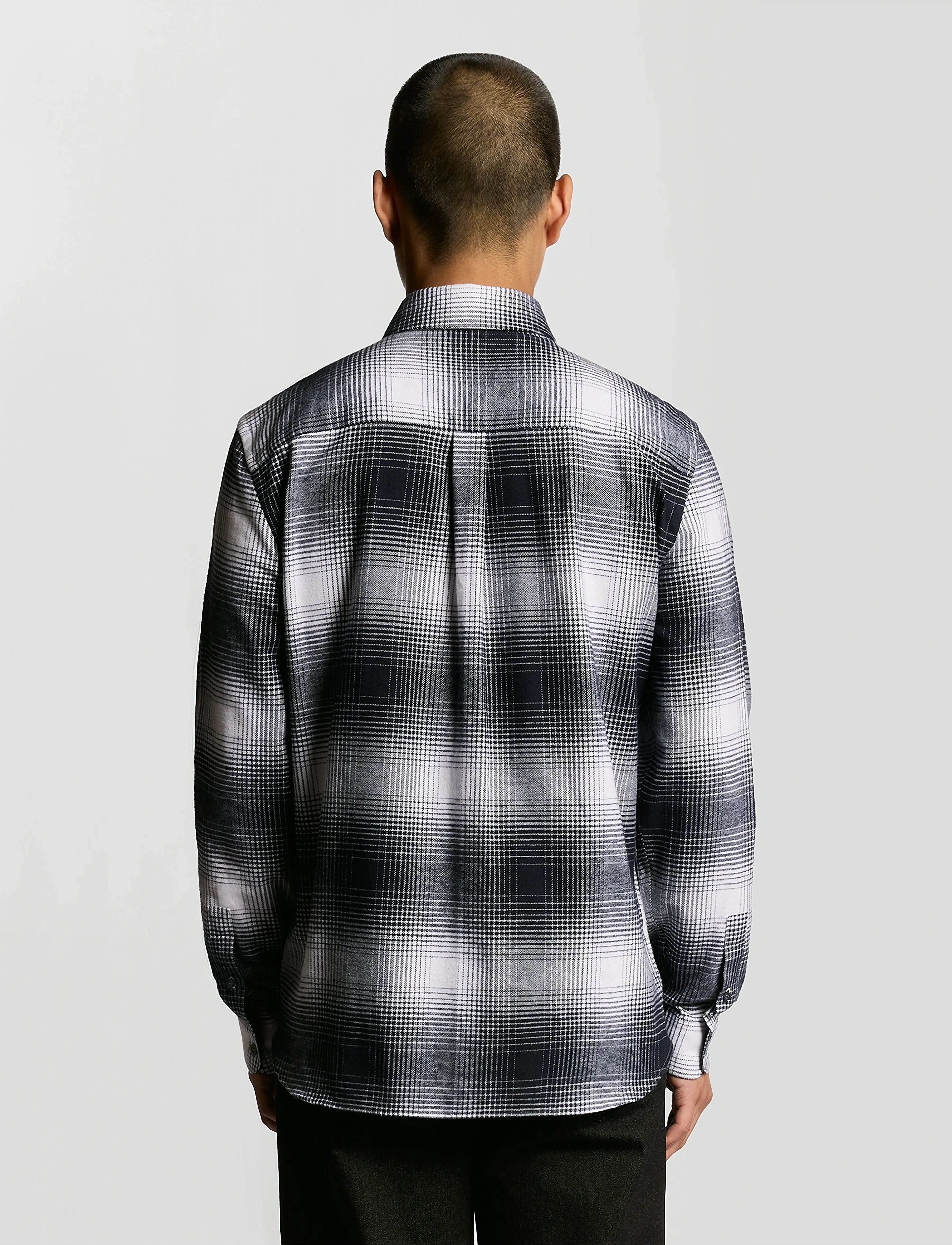 Lyle & Scott - Ombre Check Flannel Shirt - ruutupaidat - x964 night sky/ white - 3