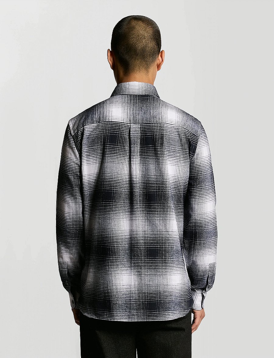 Lyle & Scott - Ombre Check Flannel Shirt - ruutupaidat - x964 night sky/ white - 3