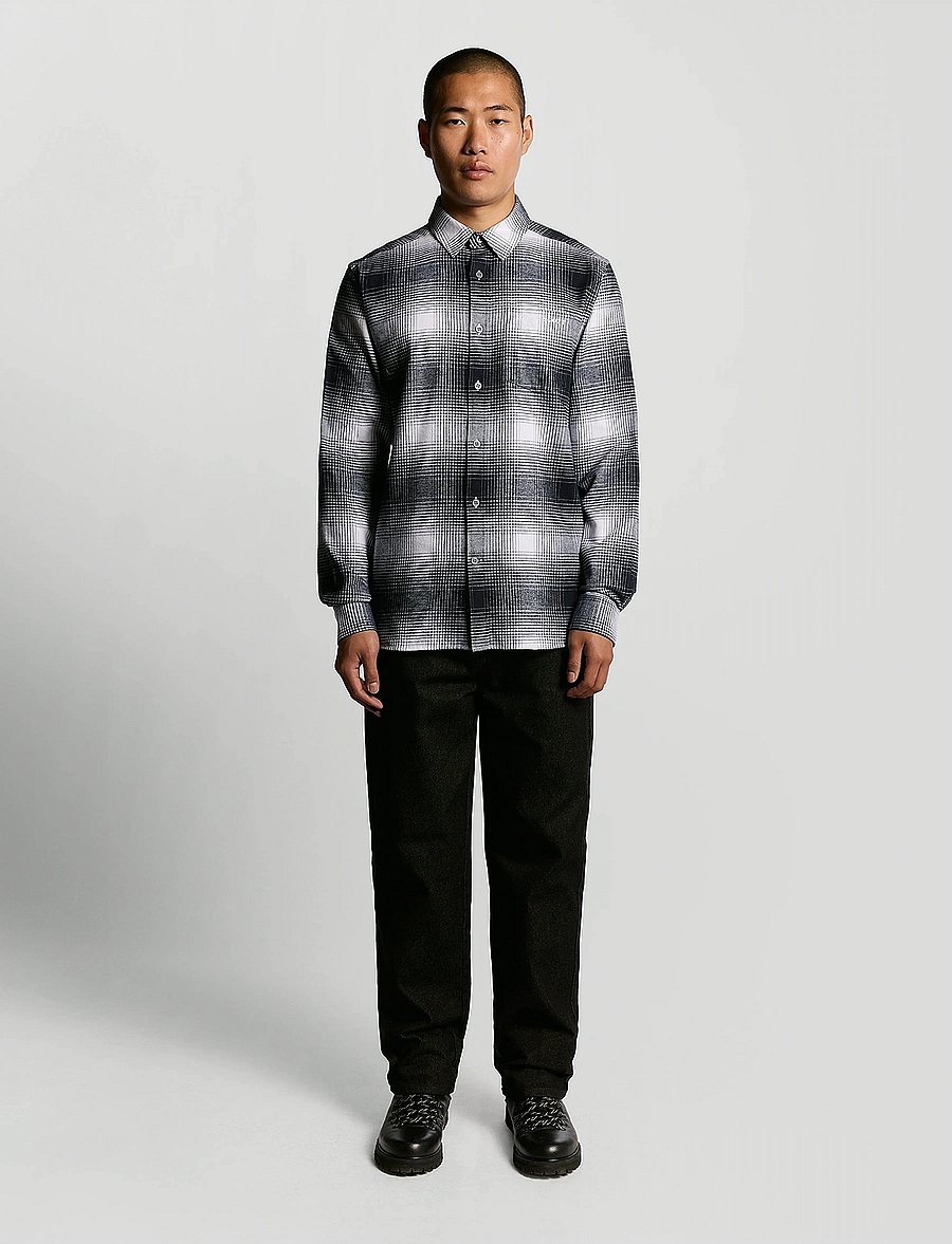 Lyle & Scott - Ombre Check Flannel Shirt - ruutupaidat - x964 night sky/ white - 4